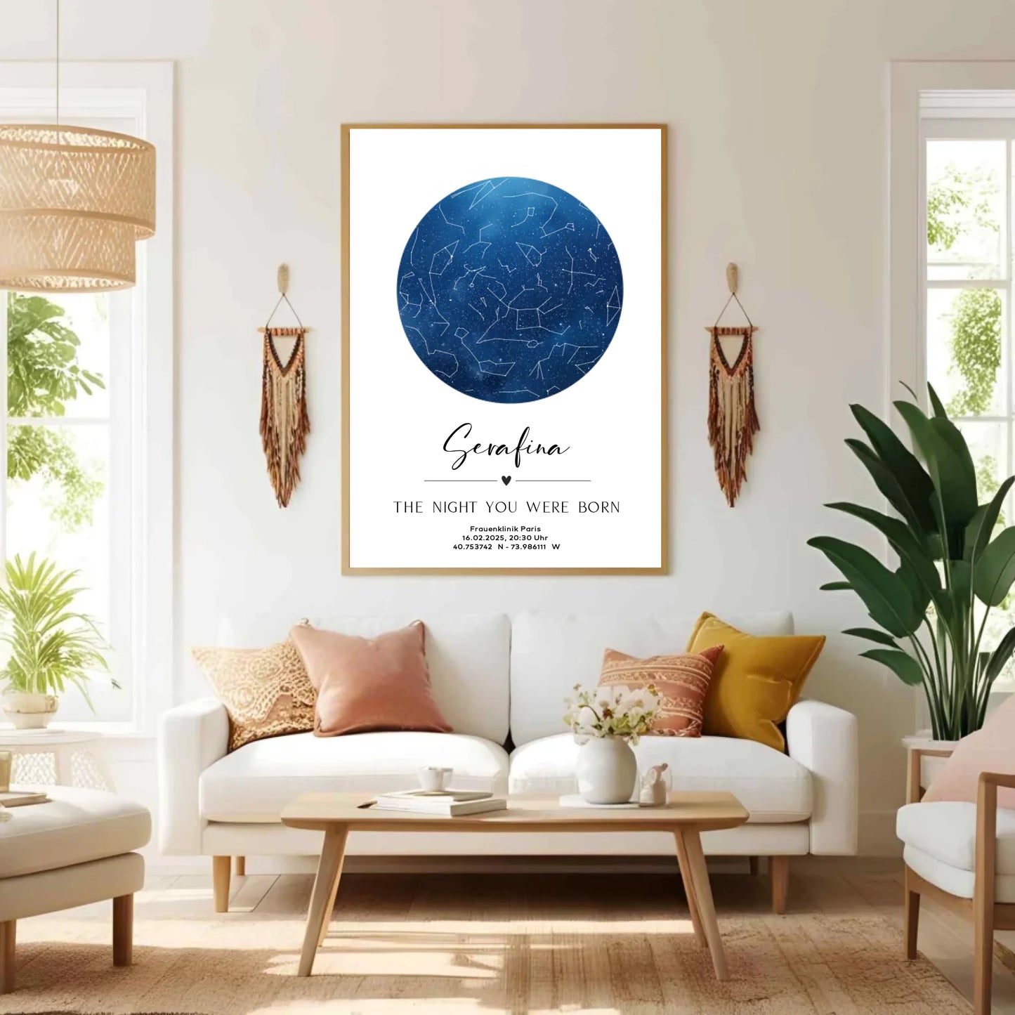 Personalisierte Sternenkarte auf weiß - minimalistisches Design -