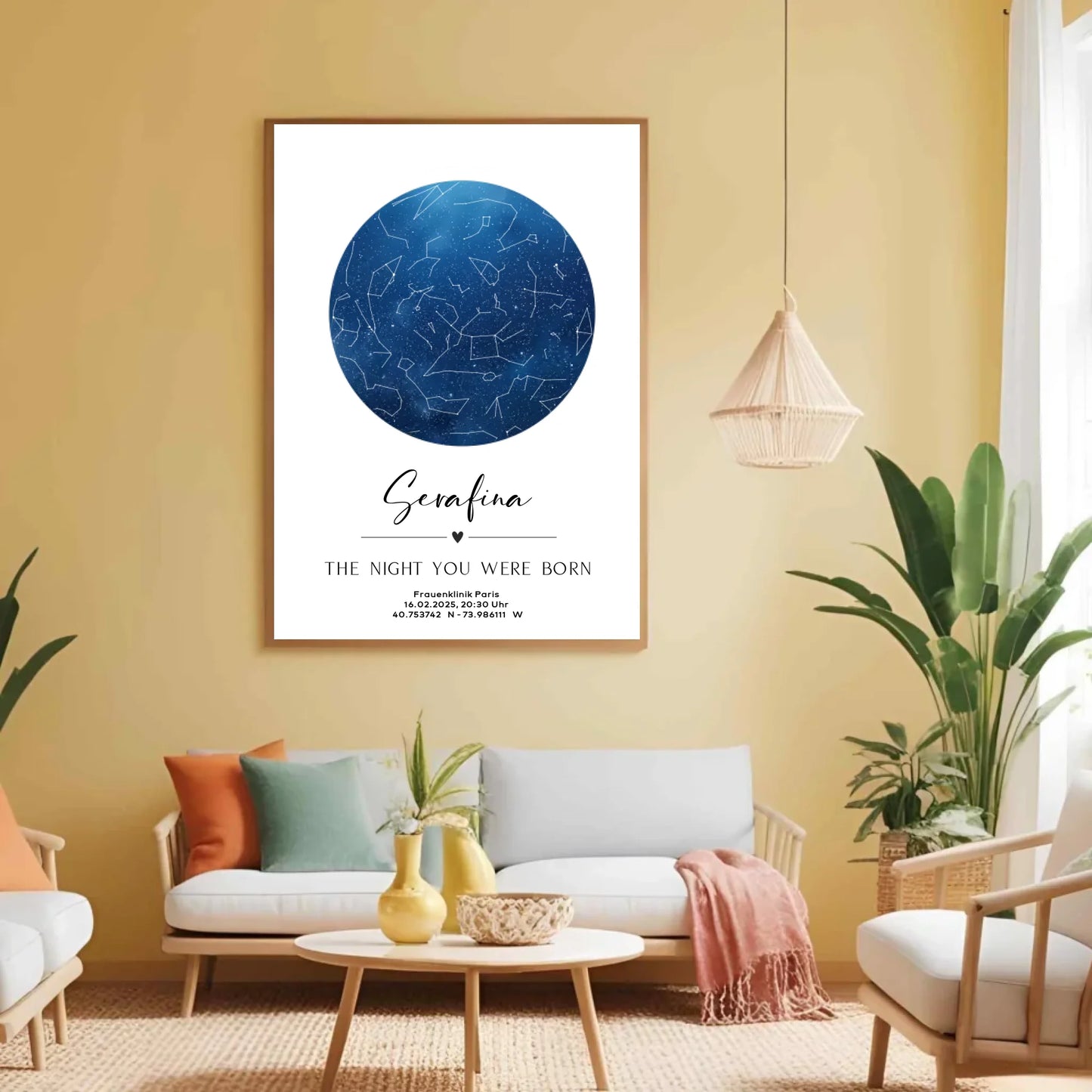 Personalisierte Sternenkarte auf weiß - minimalistisches Design -