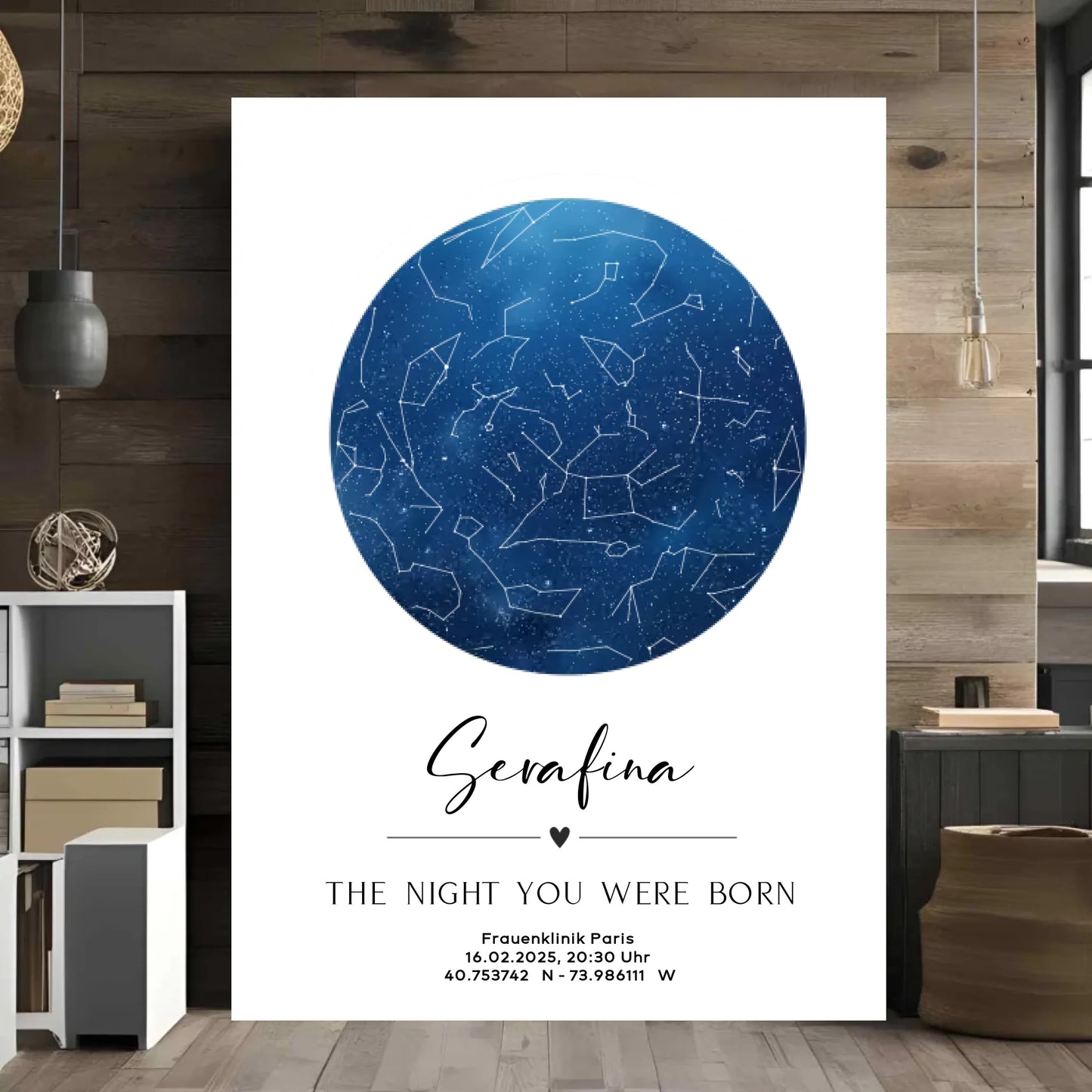 Personalisierte Sternenkarte auf weiß - minimalistisches Design -