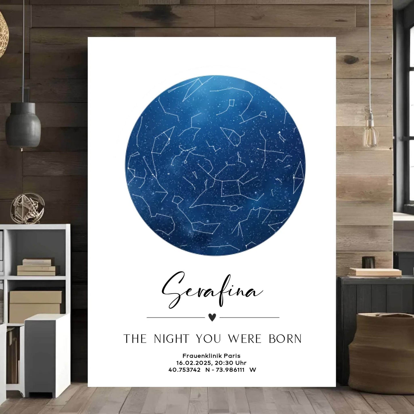 happy-prints.eu - Personalisierte Sternenkarte auf weiß - minimalistisches Design