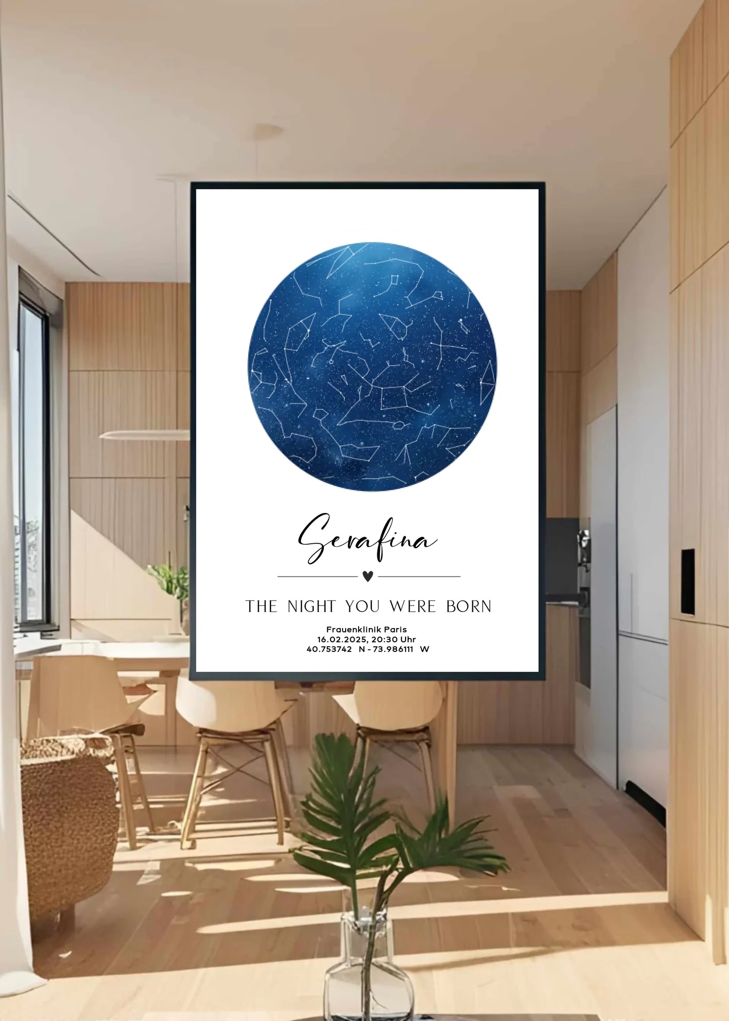Personalisierte Sternenkarte auf weiß - minimalistisches Design -