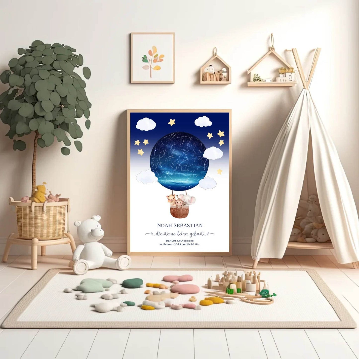 happy-prints.eu - Personalisierte Sternenkarte mit Wildtiere auf beige