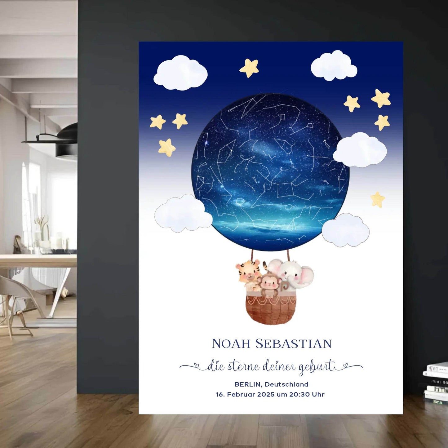 happy-prints.eu - Personalisierte Sternenkarte mit Wildtiere auf beige