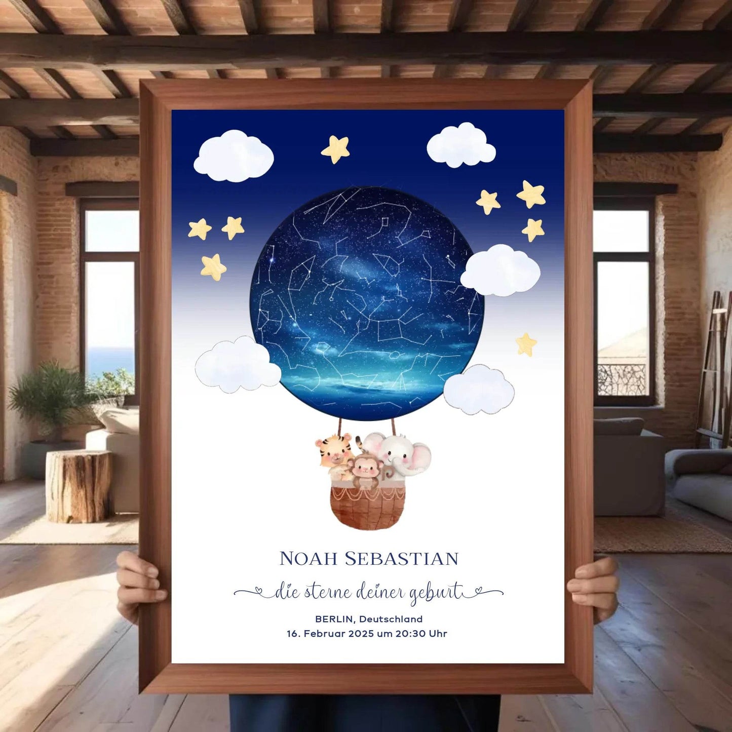 happy-prints.eu - Personalisierte Sternenkarte mit Wildtiere auf beige