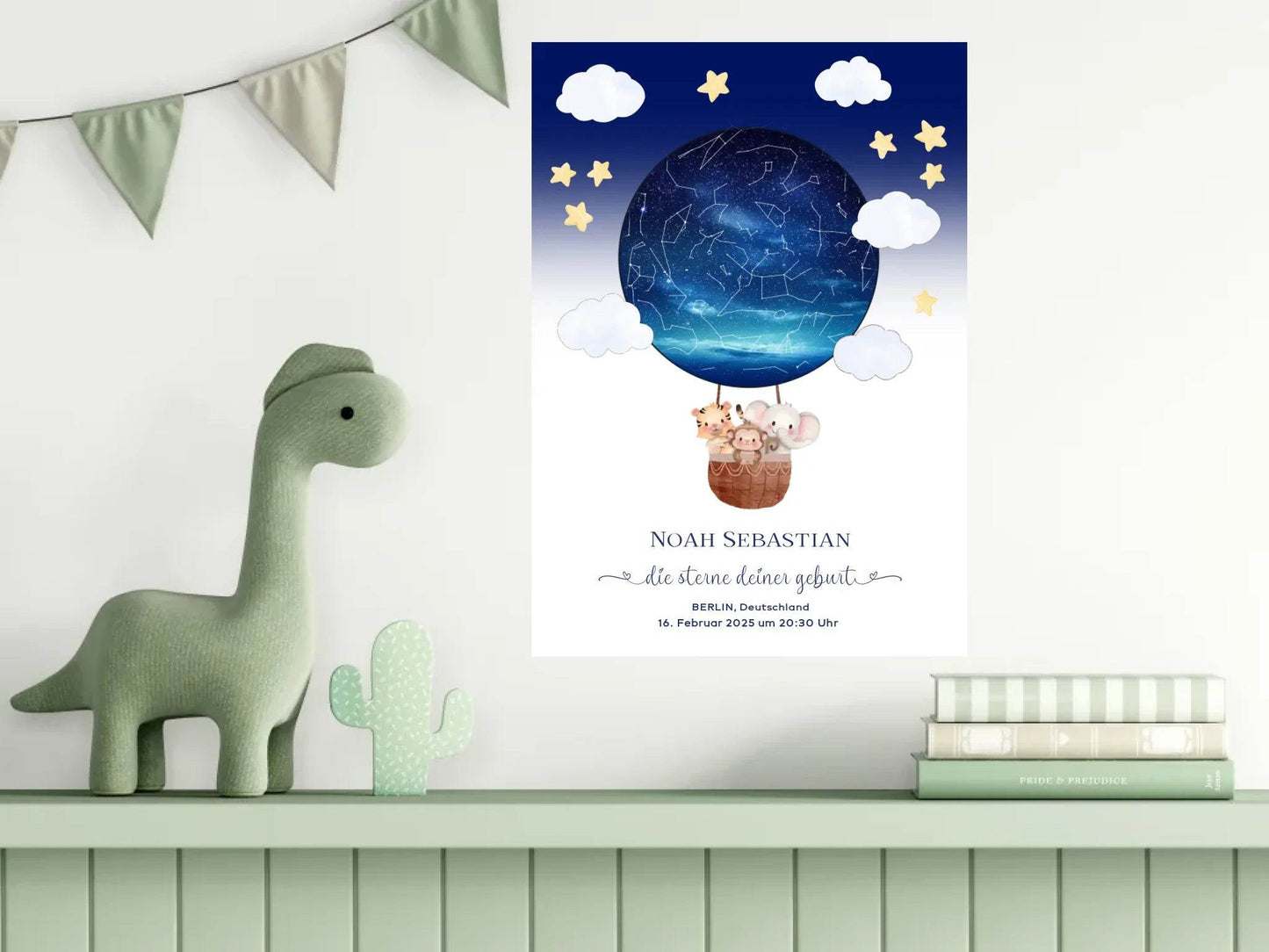 happy-prints.eu - Personalisierte Sternenkarte mit Wildtiere auf beige