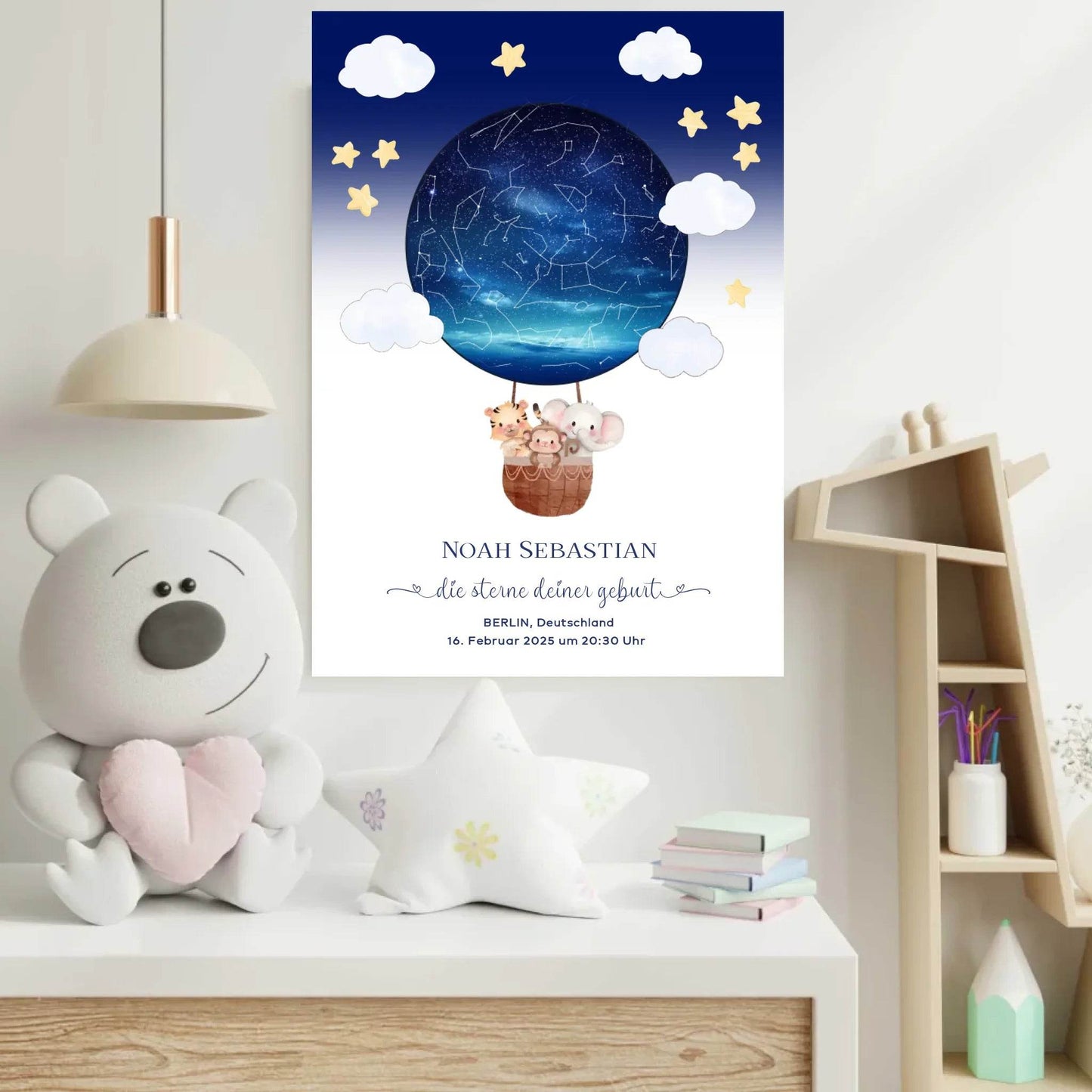 happy-prints.eu - Personalisierte Sternenkarte mit Wildtiere auf beige