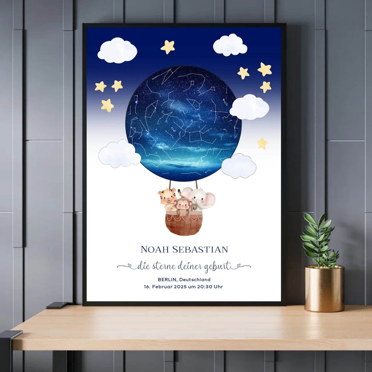 happy-prints.eu - Personalisierte Sternenkarte mit Wildtiere auf beige