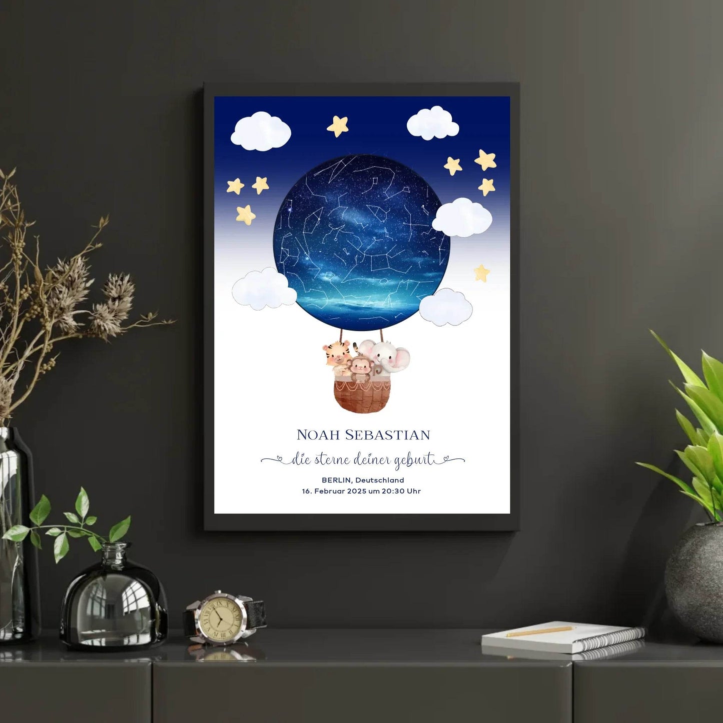 happy-prints.eu - Personalisierte Sternenkarte mit Wildtiere auf beige