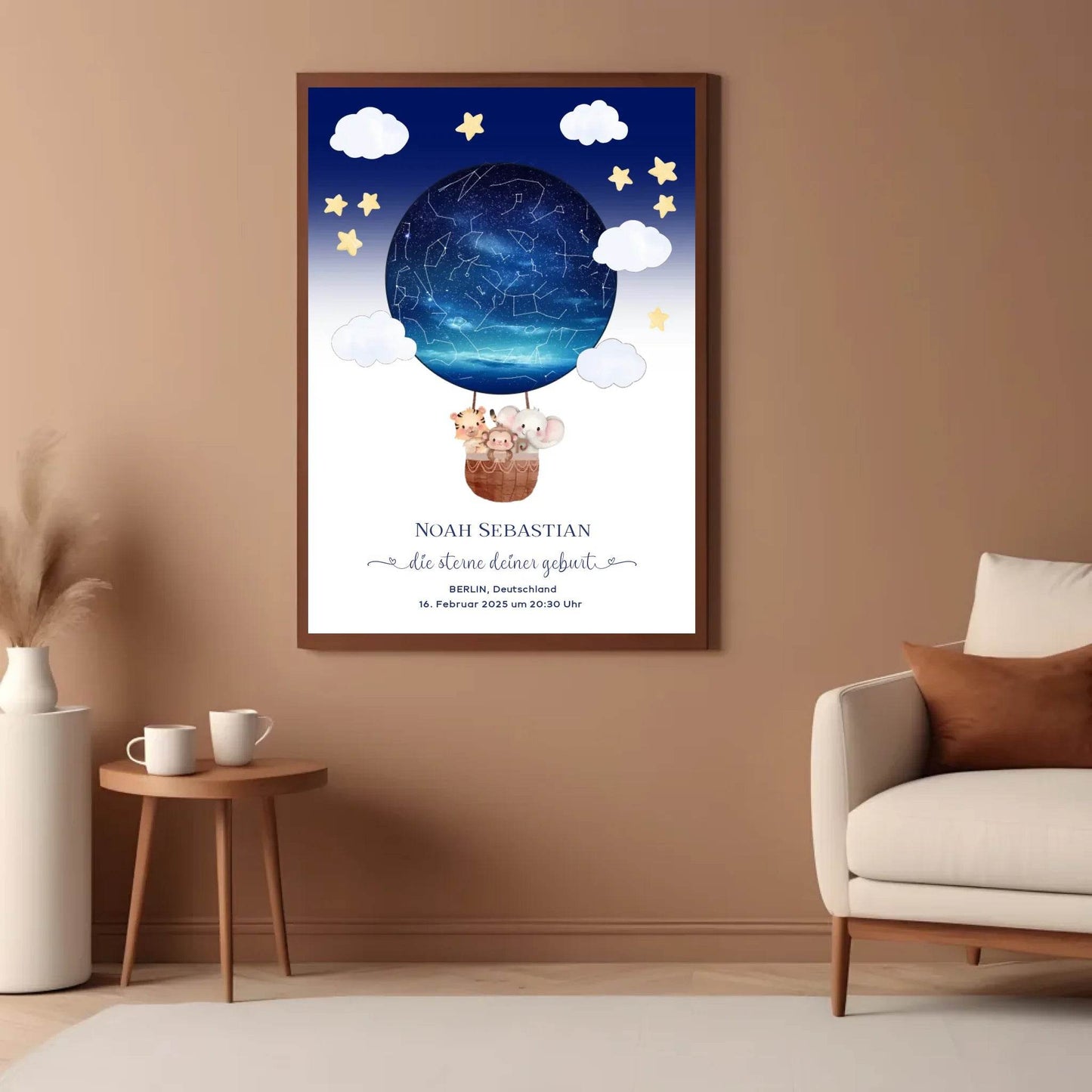 happy-prints.eu - Personalisierte Sternenkarte mit Wildtiere auf beige