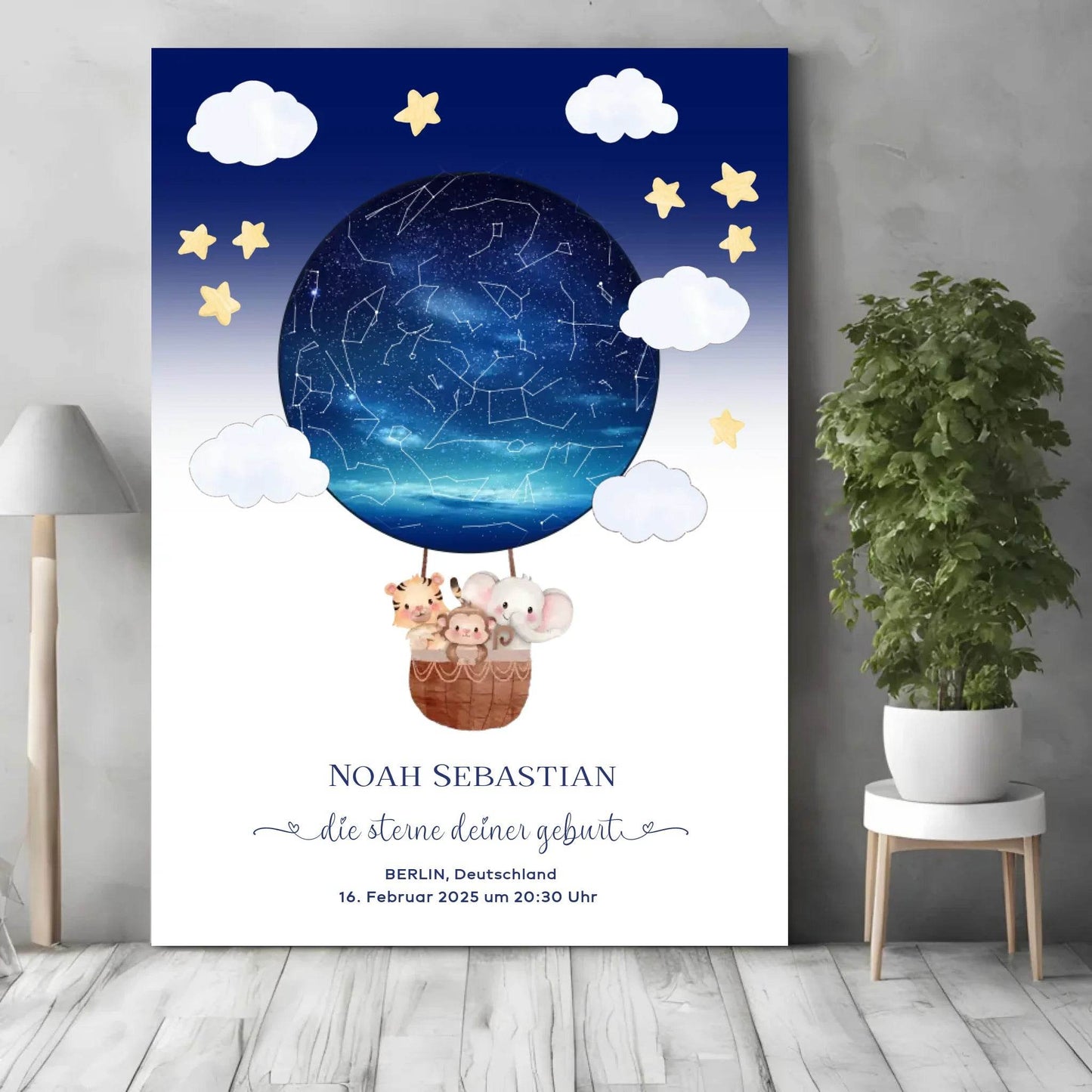 happy-prints.eu - Personalisierte Sternenkarte mit Wildtiere auf beige