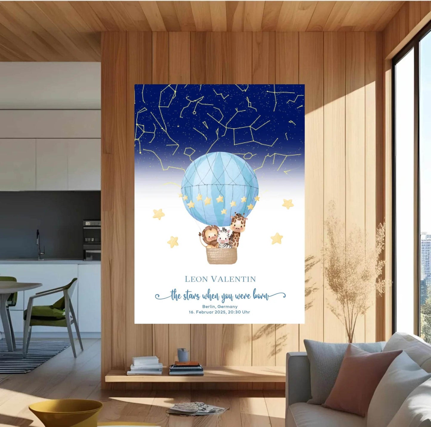 happy-prints.eu - Personalisiertes Sternenbild mit Wildtiere auf weiß