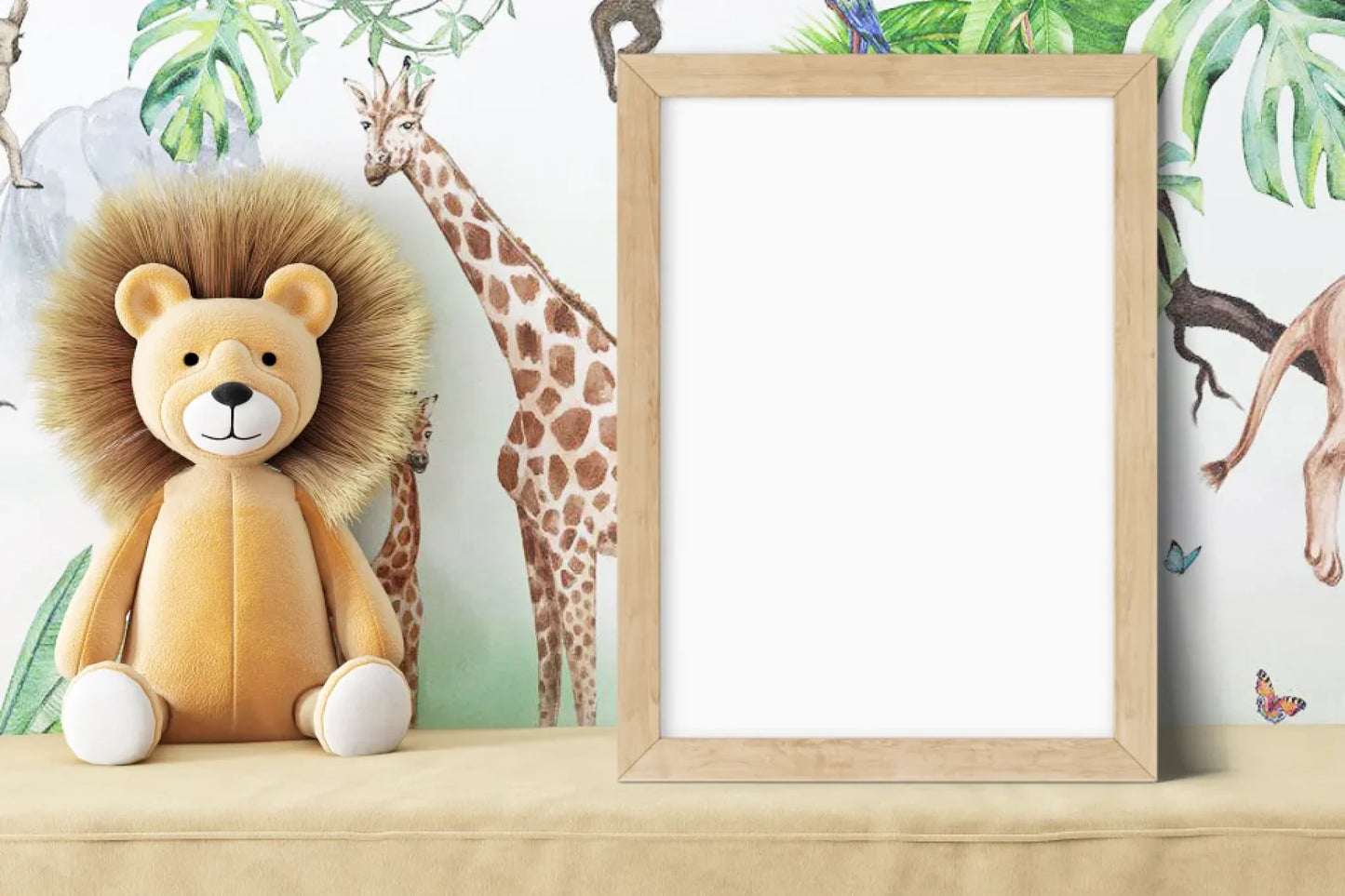 Personalisiertes Sternenbild mit Tiere im Heißluftballon - Geschenk für ein Baby zur Geburt -