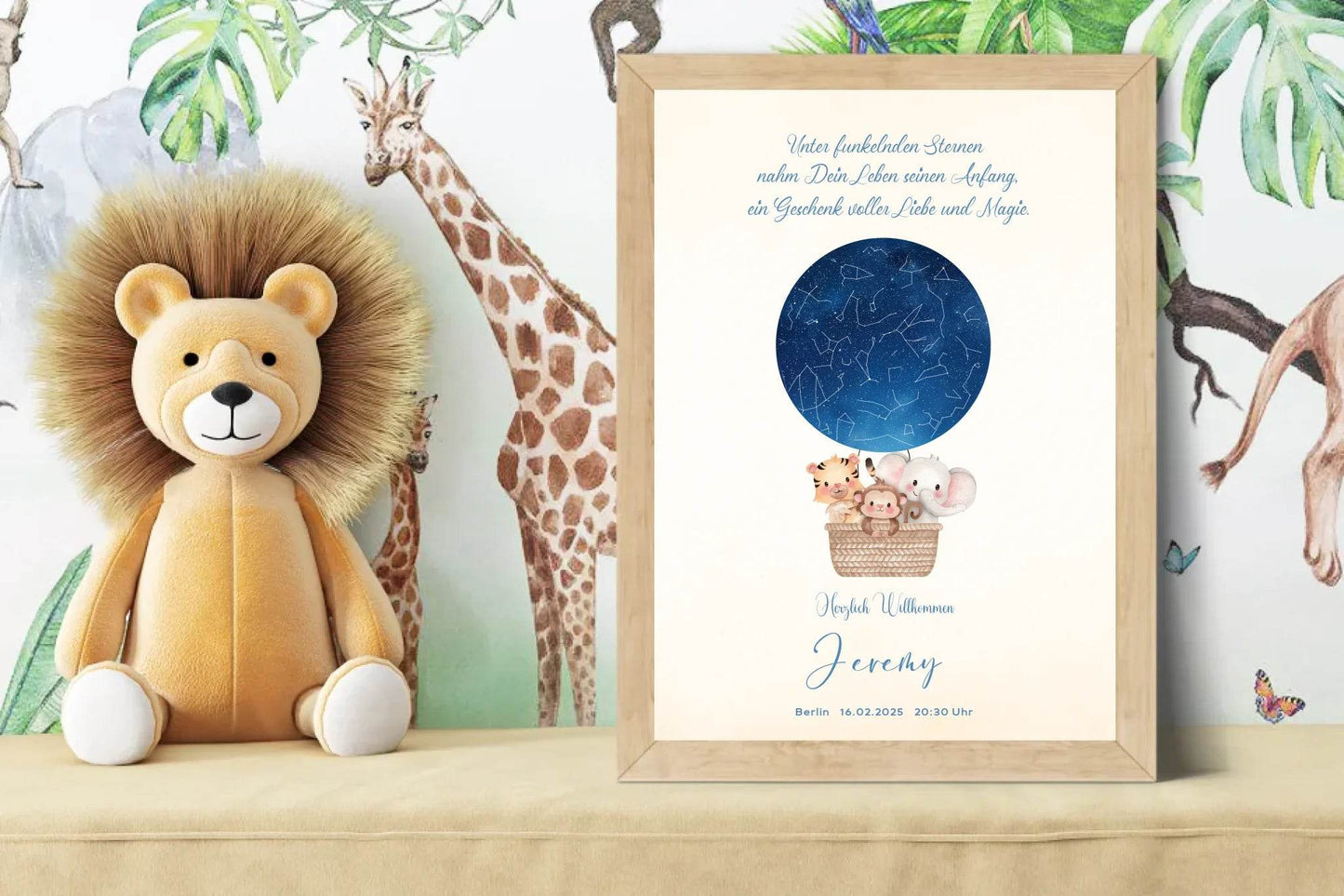 happy-prints.eu - Personalisiertes Sternebild mit Heißluftballon im Sternenhimmel