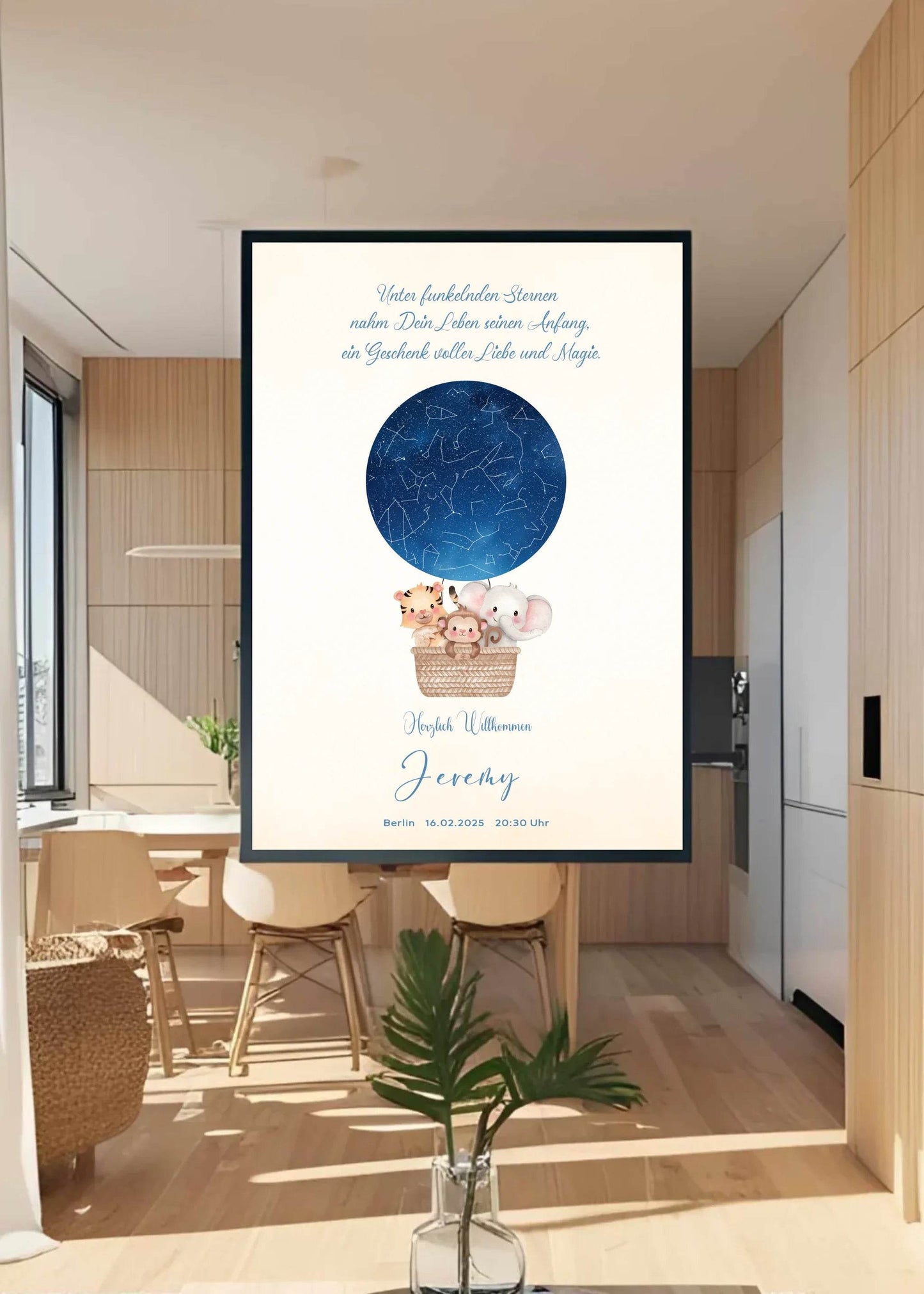 happy-prints.eu - Personalisiertes Sternebild mit Heißluftballon im Sternenhimmel