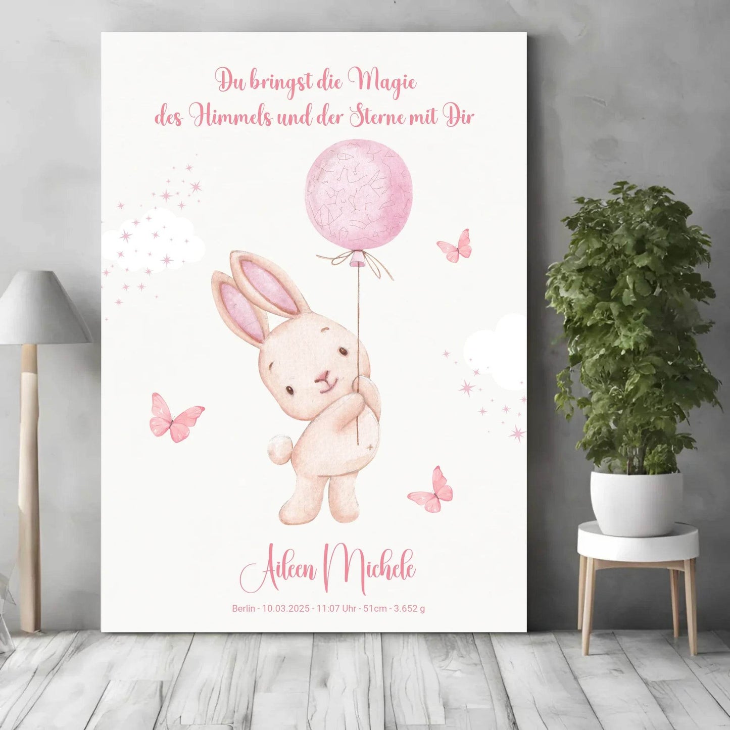 happy-prints.eu - Personalisiertes Sternenbild mit Hase - für Mädchen