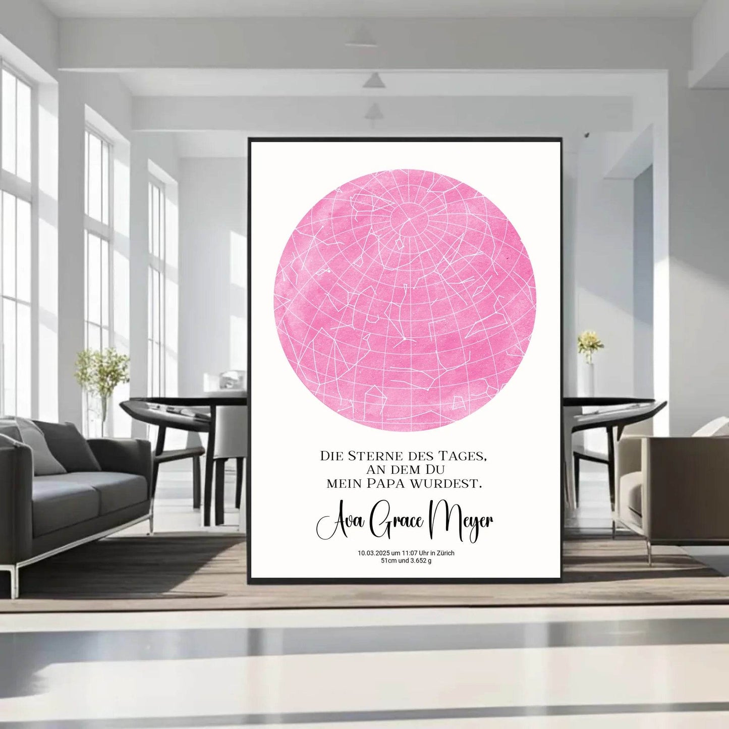 happy-prints.eu - Personalisierte Sternenkarte zur Geburt - Die Sterne des Tages, an dem Du mein Papa wurdest - 30 Farben zur Wahl
