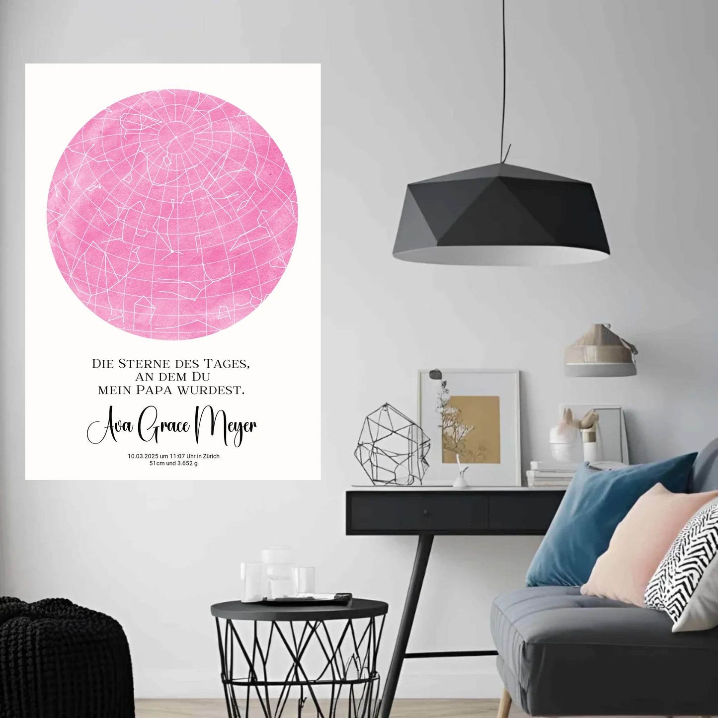 happy-prints.eu - Personalisierte Sternenkarte zur Geburt - Die Sterne des Tages, an dem Du mein Papa wurdest - 30 Farben zur Wahl