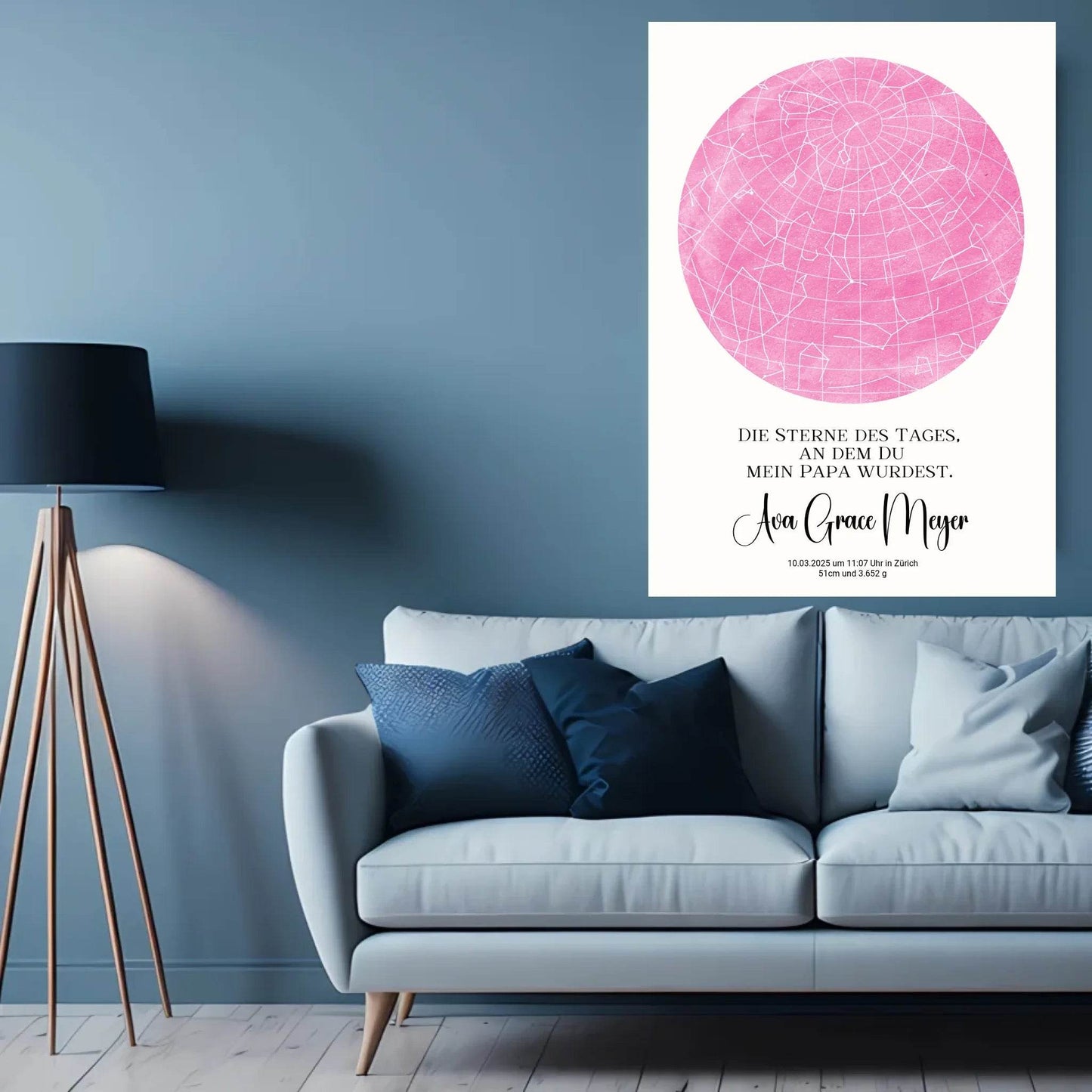 happy-prints.eu - Personalisierte Sternenkarte zur Geburt - Die Sterne des Tages, an dem Du mein Papa wurdest - 30 Farben zur Wahl