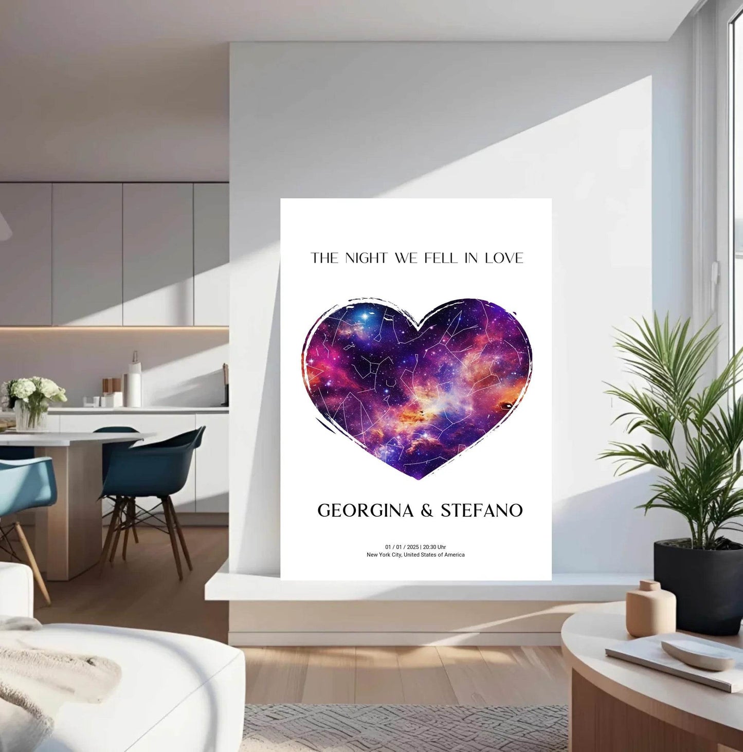 happy-prints.eu - Personalisierte Sternenkarte mit Herz auf weiß