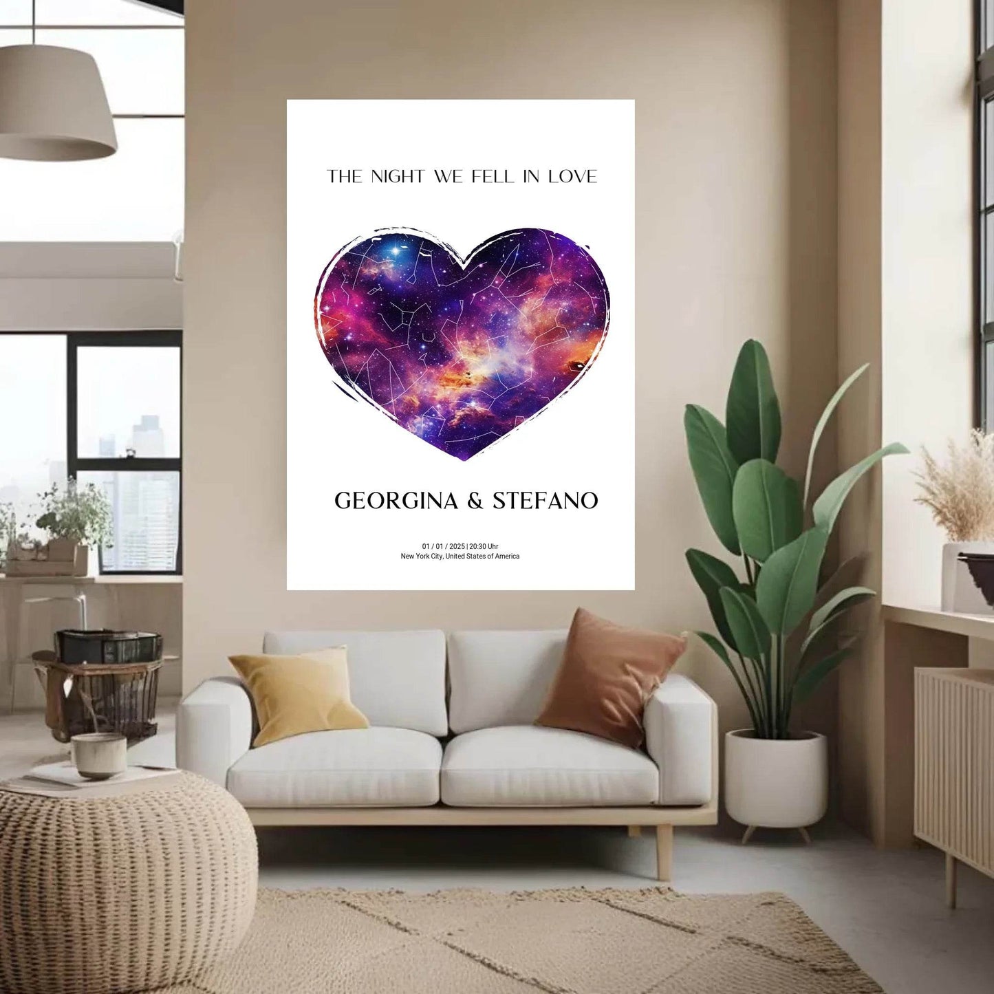 happy-prints.eu - Personalisierte Sternenkarte mit Herz auf weiß