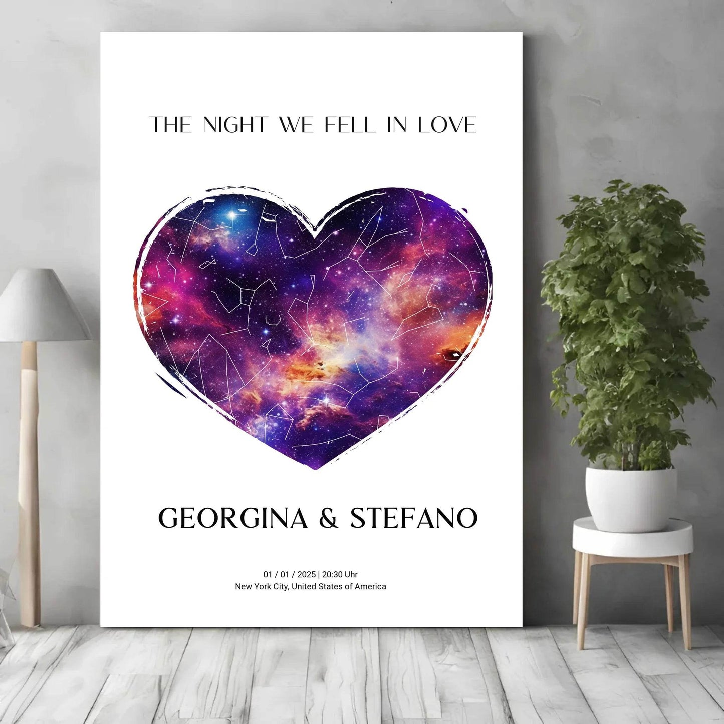 happy-prints.eu - Personalisierte Sternenkarte mit Herz auf weiß