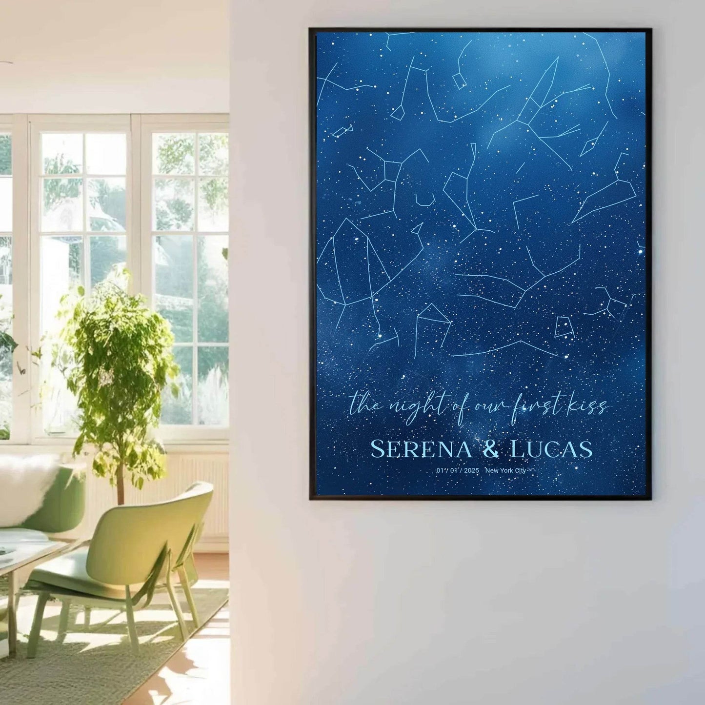 happy-prints.eu - Personalisierte Sternenkarte mit allover Sternenbild in den tollen Farben blau, weiß und navy