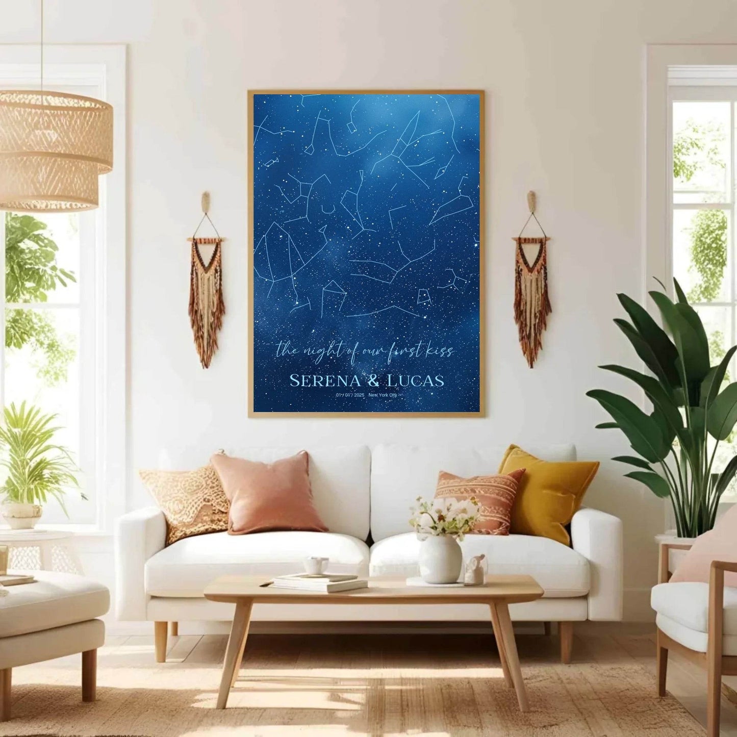 happy-prints.eu - Personalisierte Sternenkarte mit allover Sternenbild in den tollen Farben blau, weiß und navy