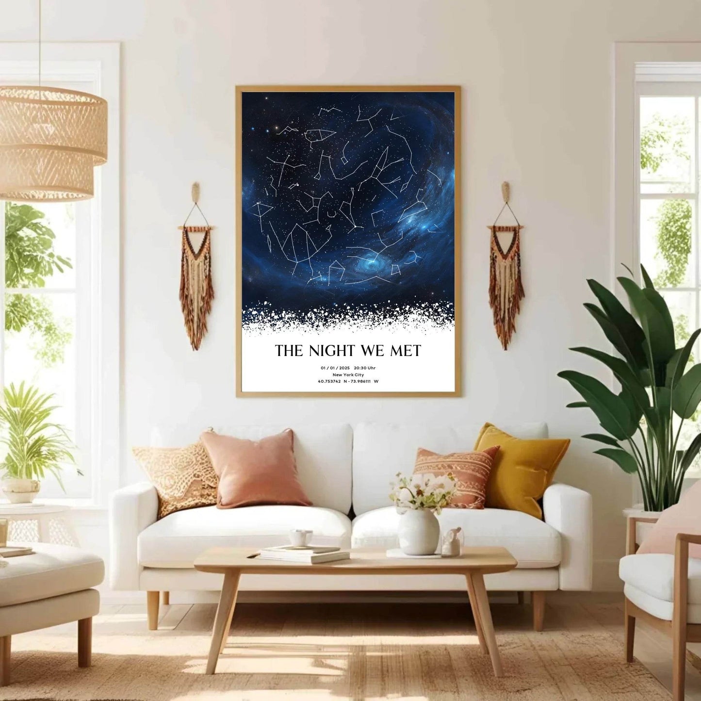 happy-prints.eu - Personalisierte Sternenkarte mit Milchstraße in blau auf schwarz