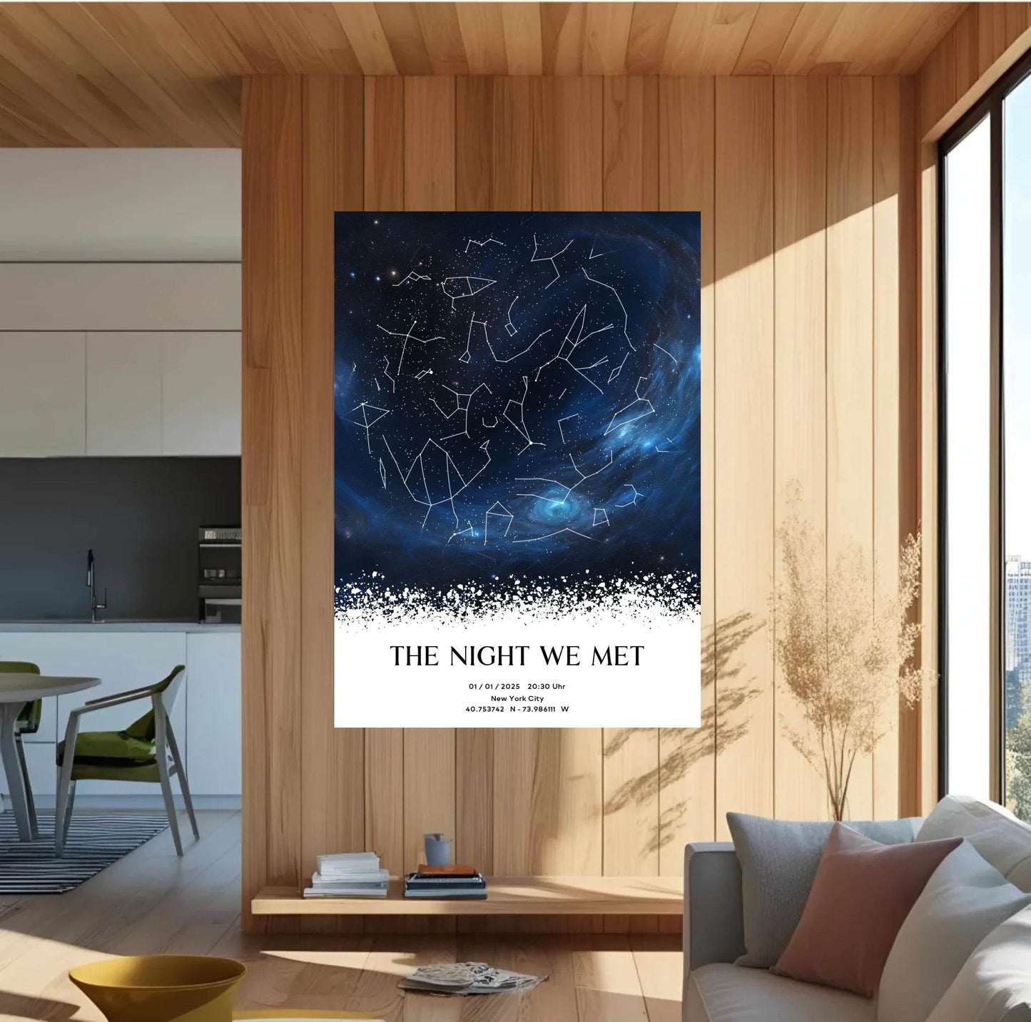 happy-prints.eu - Personalisierte Sternenkarte mit Milchstraße in blau auf schwarz