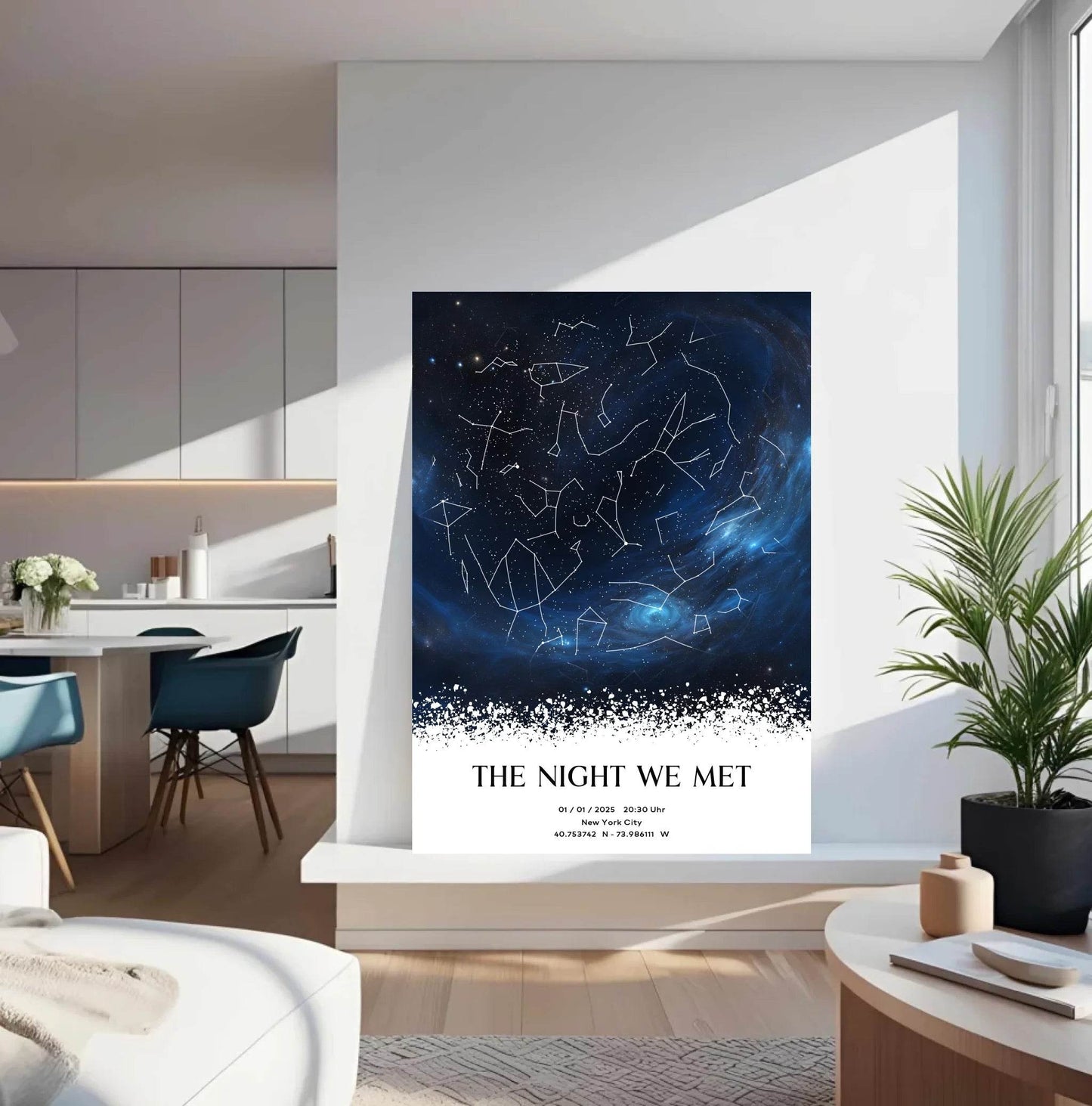 happy-prints.eu - Personalisierte Sternenkarte mit Milchstraße in blau auf schwarz