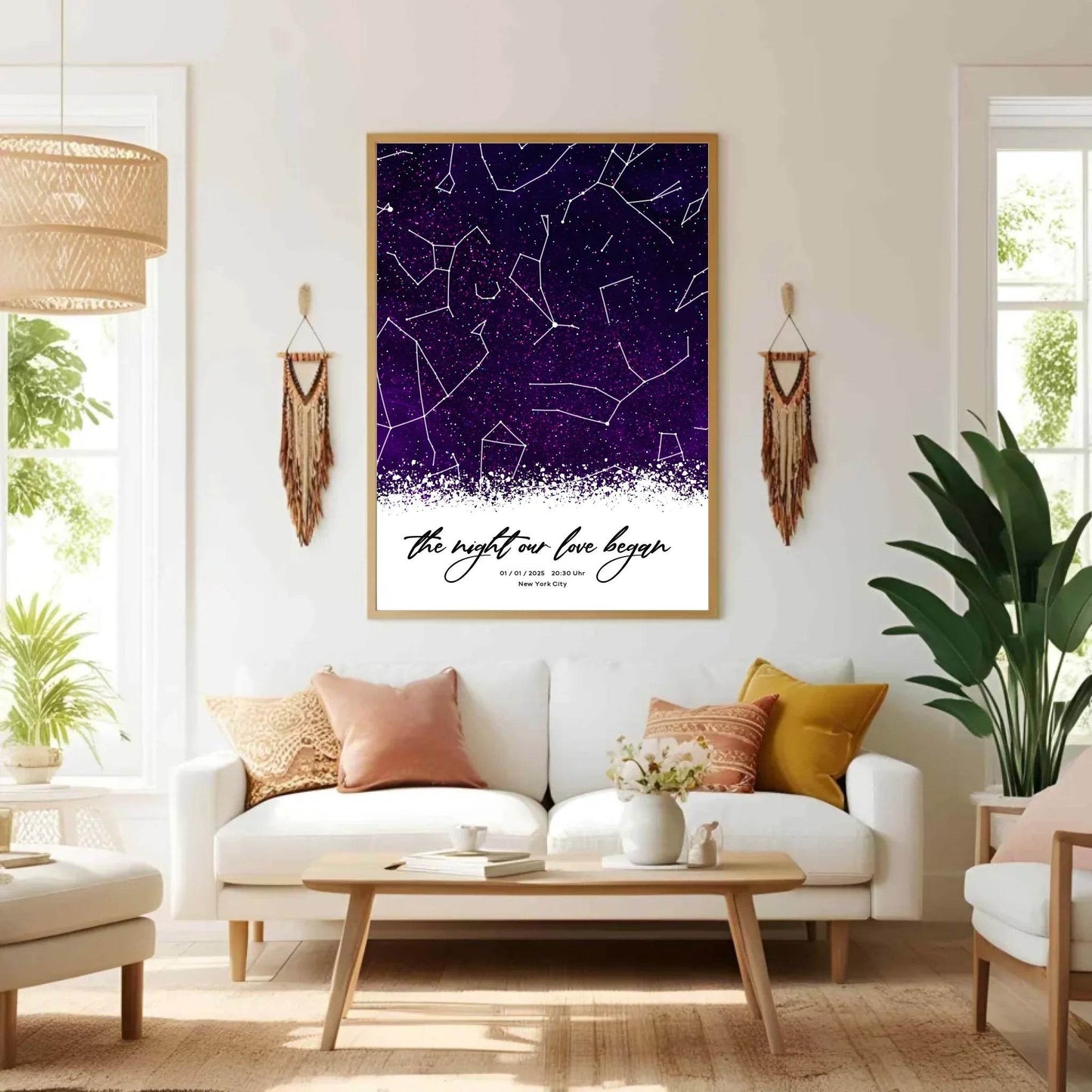 happy-prints.eu - Personalisierte Sternenkarte mit Sternenhimmel in lila und schwarz - allover