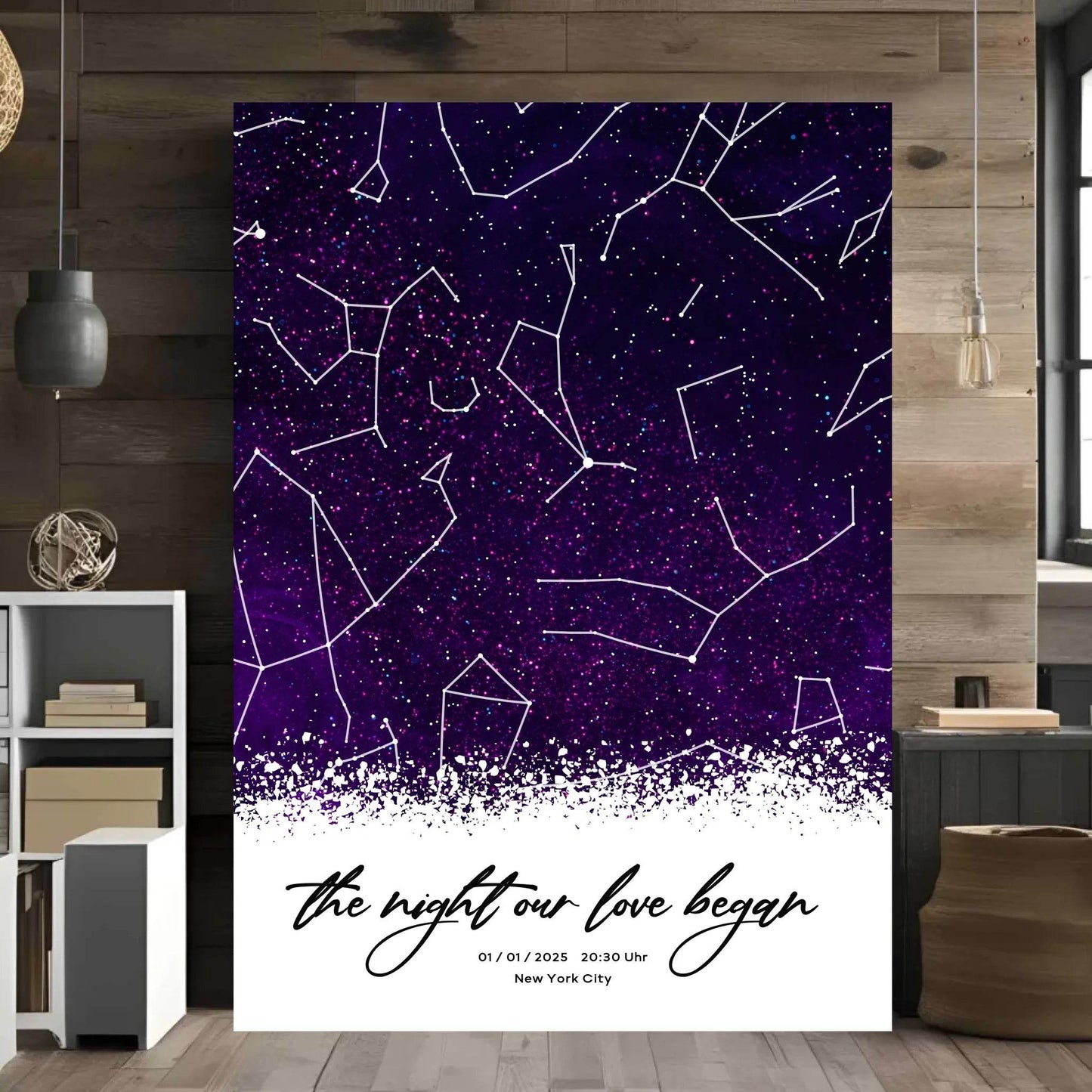 happy-prints.eu - Personalisierte Sternenkarte mit Sternenhimmel in lila und schwarz - allover