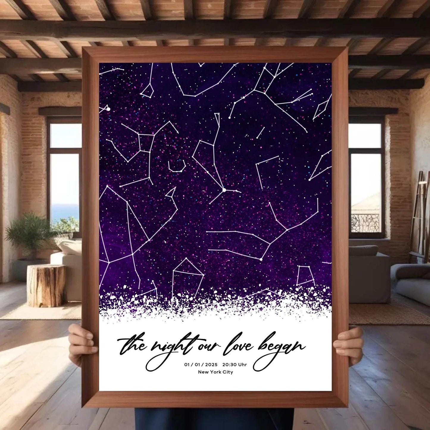 happy-prints.eu - Personalisierte Sternenkarte mit Sternenhimmel in lila und schwarz - allover
