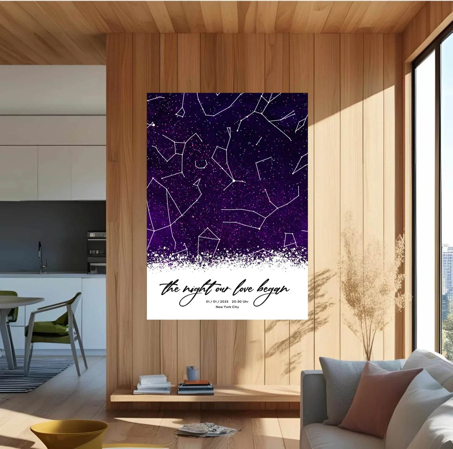 happy-prints.eu - Personalisierte Sternenkarte mit Sternenhimmel in lila und schwarz - allover