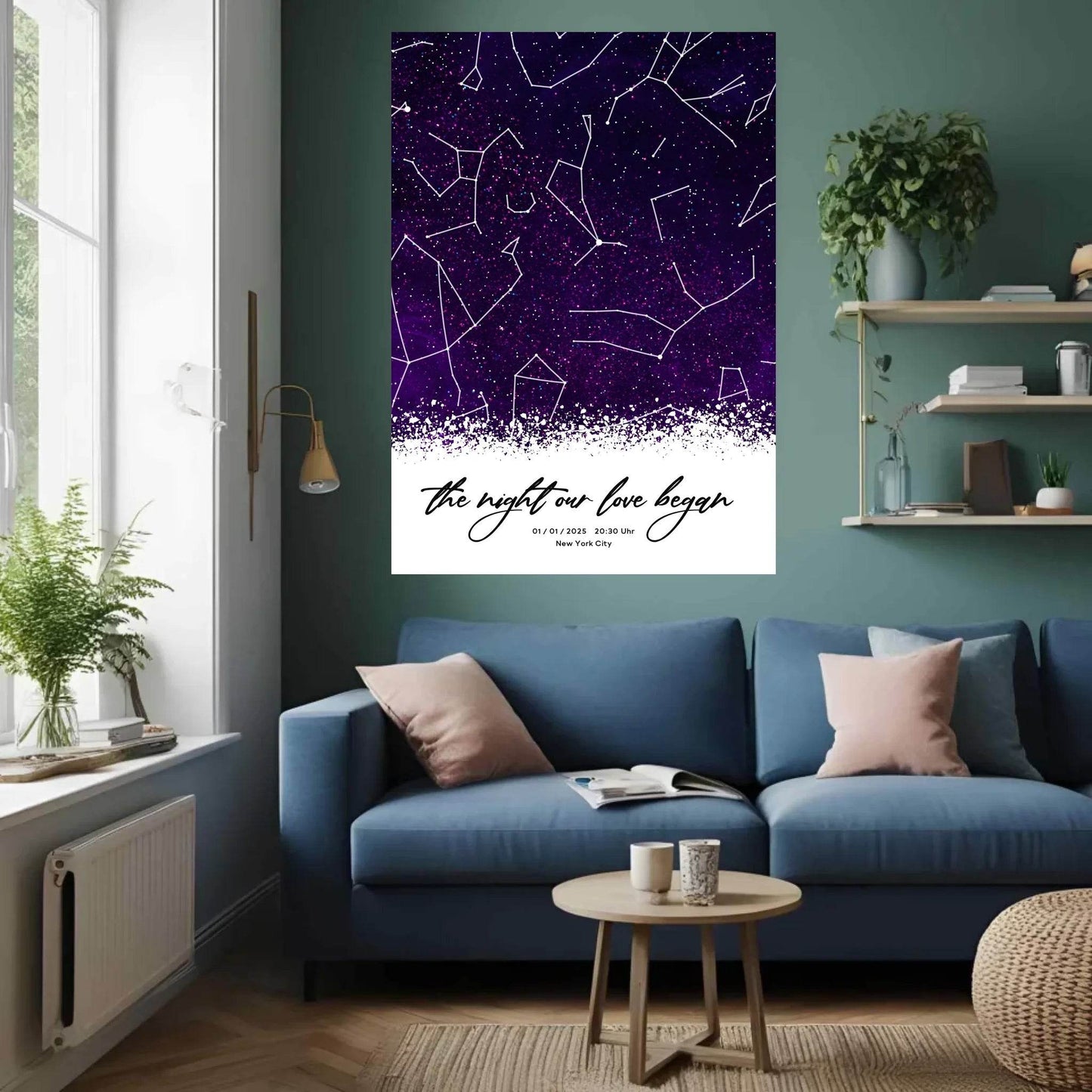 happy-prints.eu - Personalisierte Sternenkarte mit Sternenhimmel in lila und schwarz - allover
