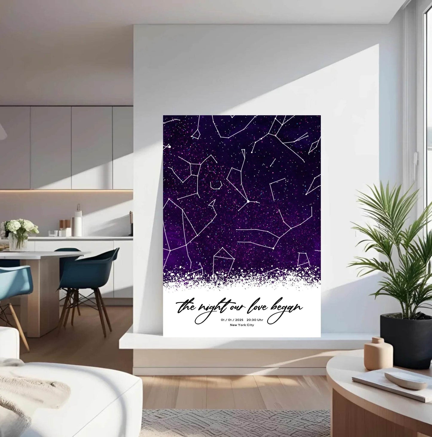 happy-prints.eu - Personalisierte Sternenkarte mit Sternenhimmel in lila und schwarz - allover