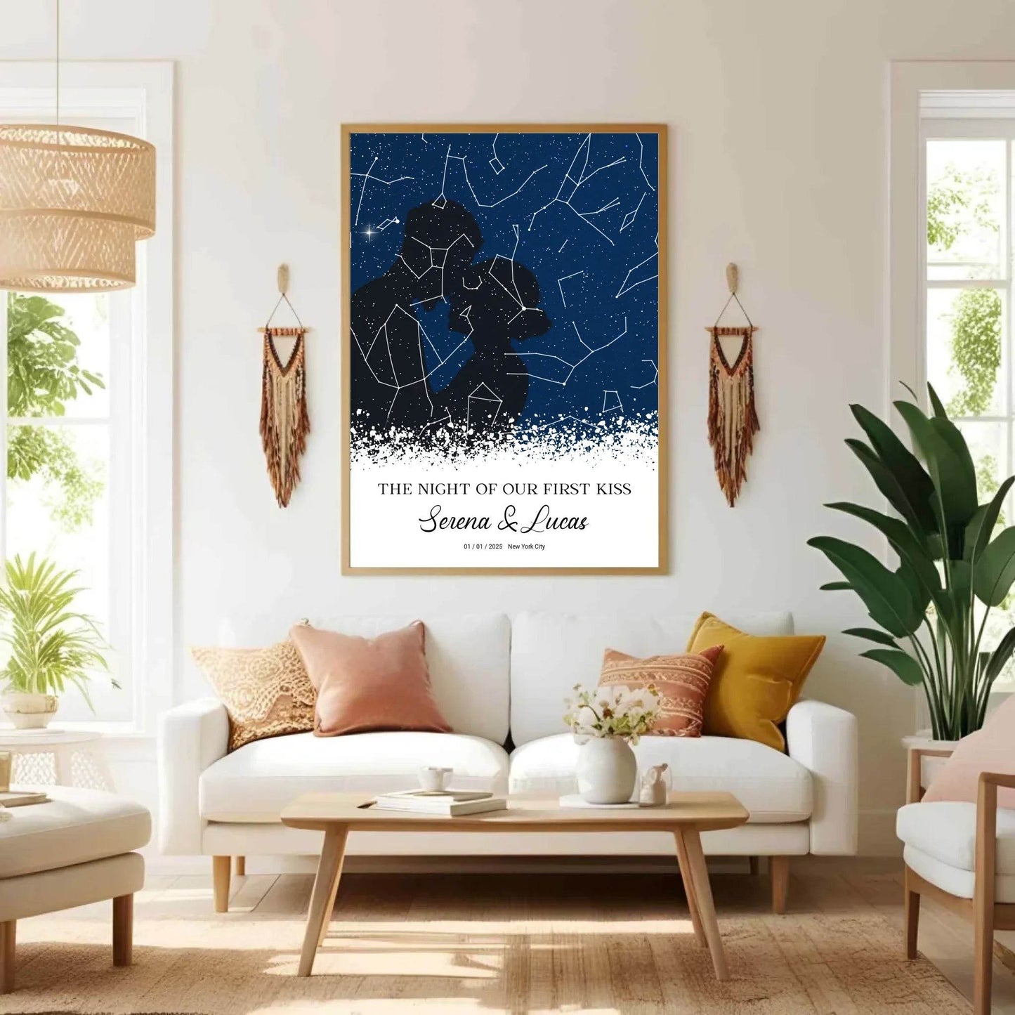 happy-prints.eu - Personalisierte Sternenkarte mit Liebespaar in schwarz auf blau