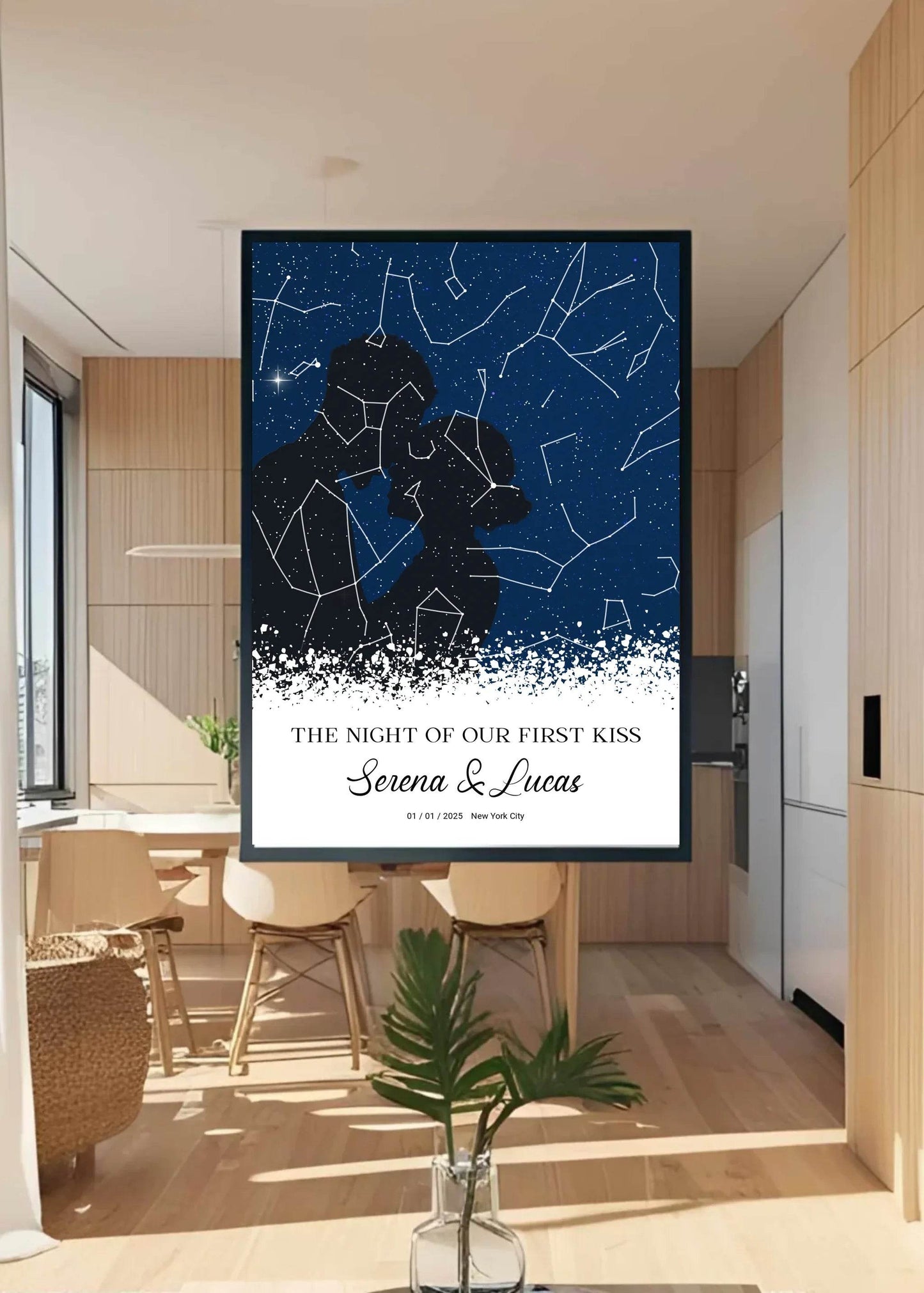 happy-prints.eu - Personalisierte Sternenkarte mit Liebespaar in schwarz auf blau
