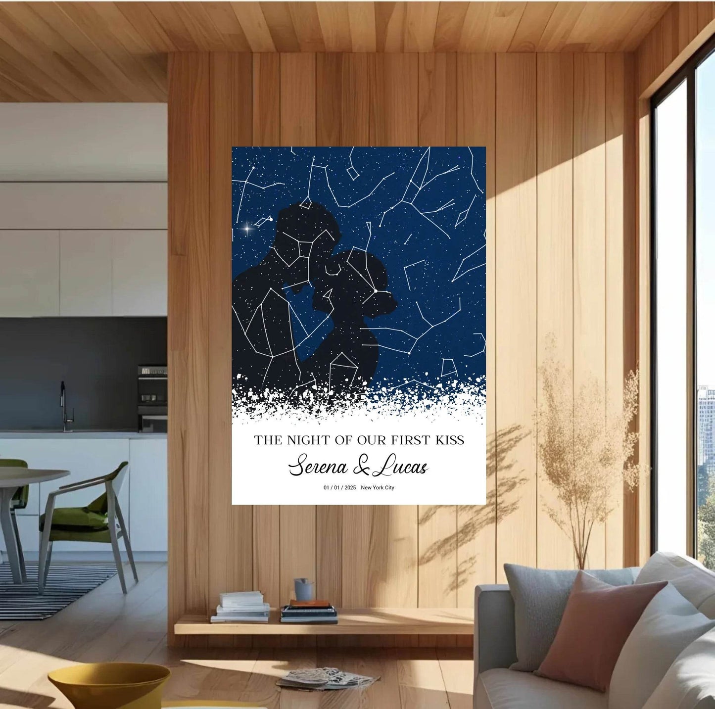 happy-prints.eu - Personalisierte Sternenkarte mit Liebespaar in schwarz auf blau