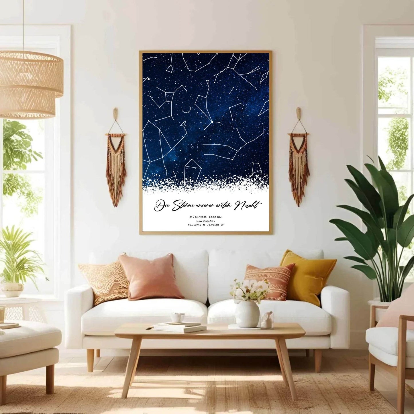 happy-prints.eu - Personalisierte Sternenkarte mit Milchstraße in blau auf navy mit weiß