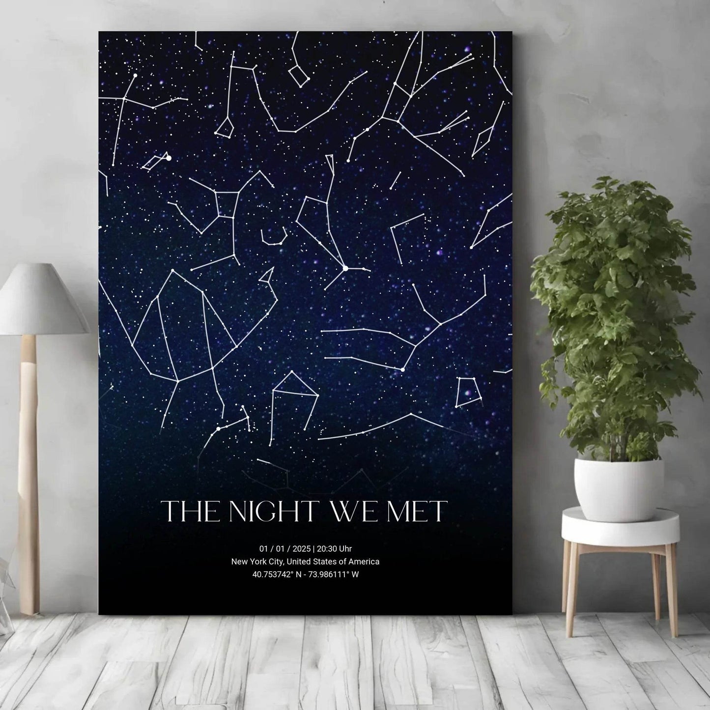 happy-prints.eu - Personalisierte Nacht Sternenkarte mit blau und schwarz - verschiedene Größen für Poster oder mit Rahmen
