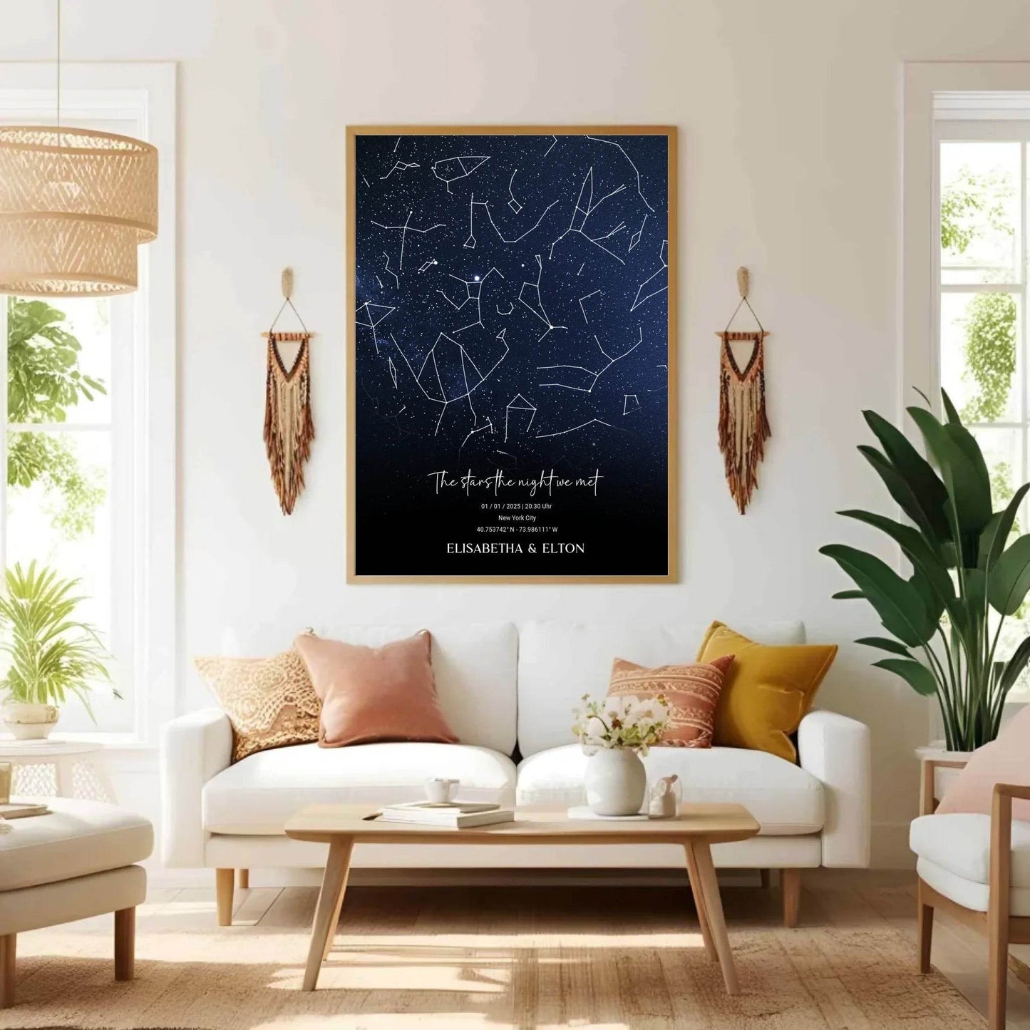 happy-prints.eu - Personalisierte individuelle Sternenkarte mit Name, Datum und Ort - als Poster oder mit Rahmen