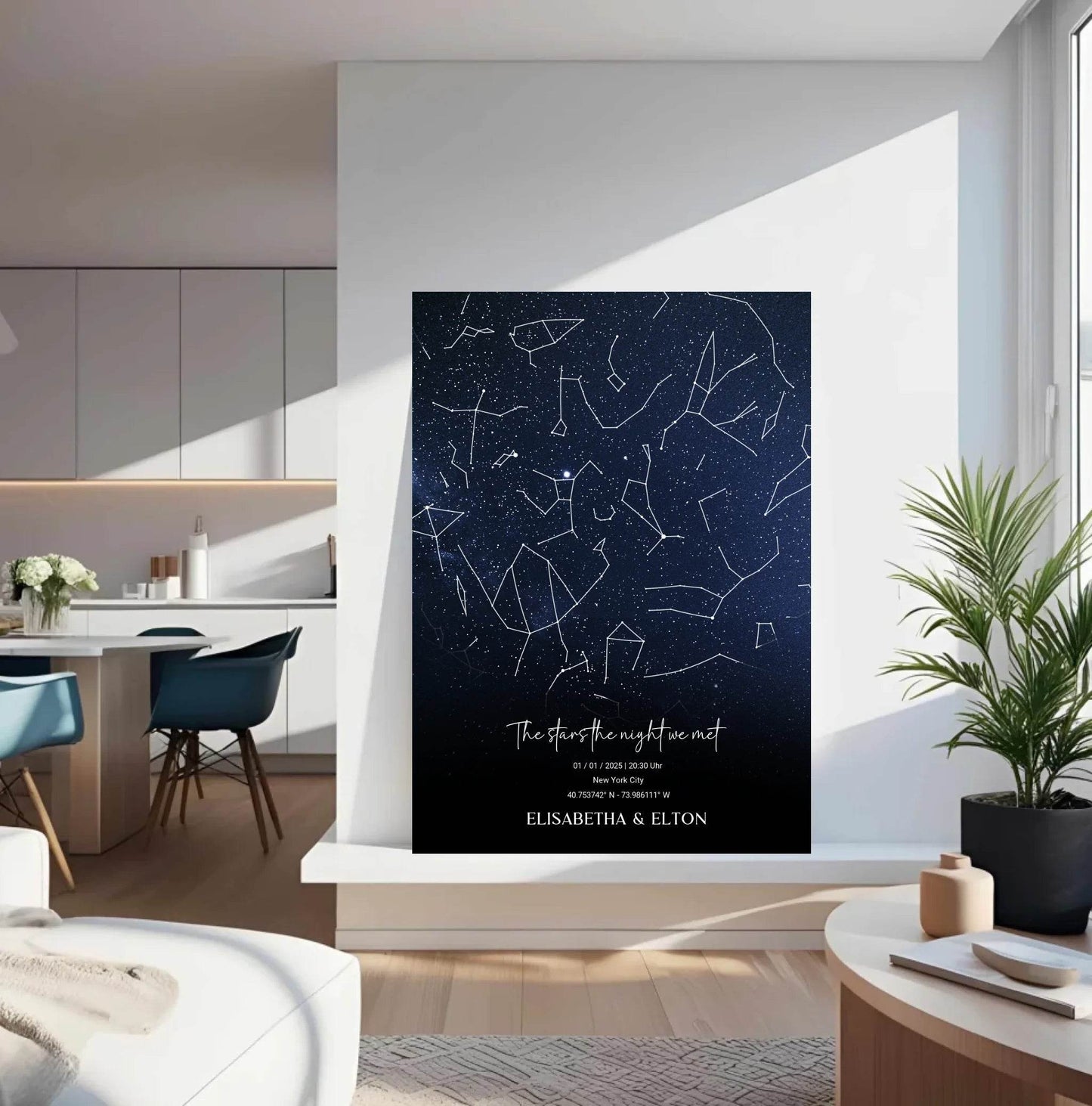 happy-prints.eu - Personalisierte individuelle Sternenkarte mit Name, Datum und Ort - als Poster oder mit Rahmen