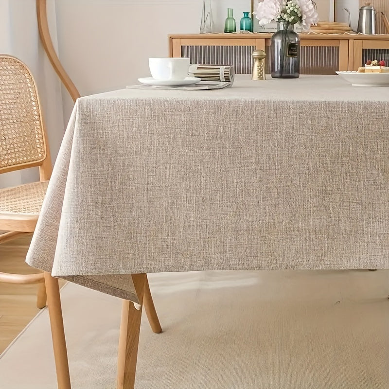 Mediterane Leinen-Tischdecke „Beige Balance“ – Strapazierfähige, Einfarbige Tischwäsche im Minimalistischen Stil, Maschinengewebt in verschiedenen Größen & Formen