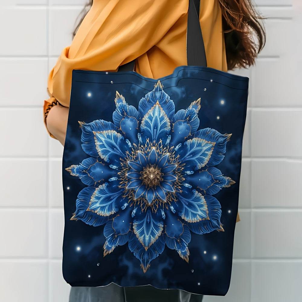 happy-prints.eu - Hübsche Mandala Tragetasche aus Polyester – stilvolle Einkaufstasche in Blau & Gold, langlebig & faltbar