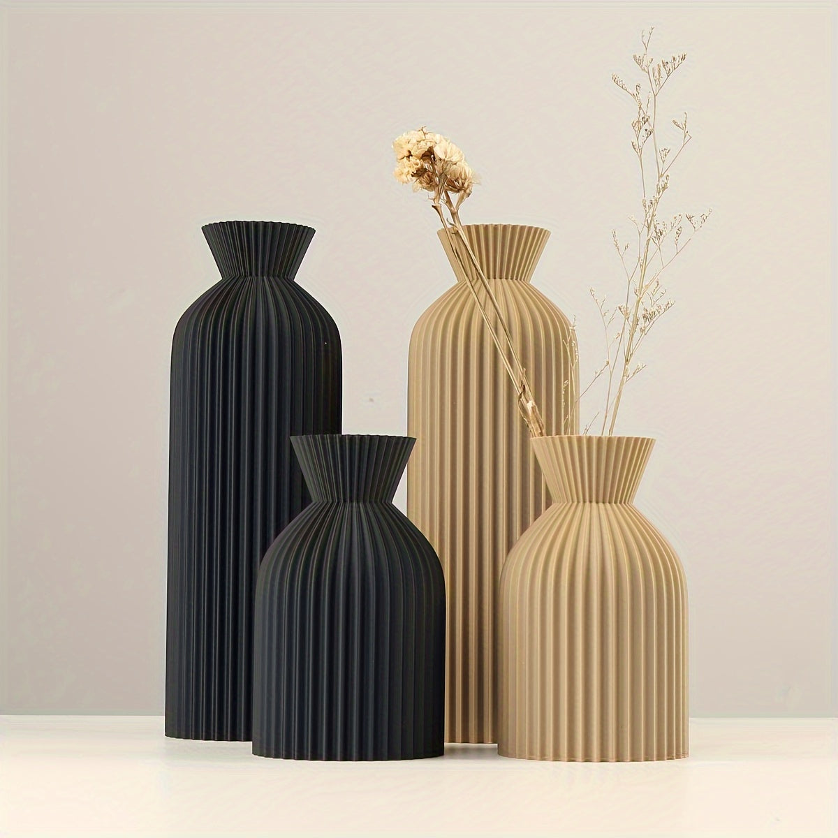 1 Stück Boho-Chic Kunststoffvase in Schwarz oder Braun, leicht & dekorativ für Einzelblumen, Tisch & Regal, 24,8 × 8,5 cm / 13,97 × 8,5 cm - Solo Bloom