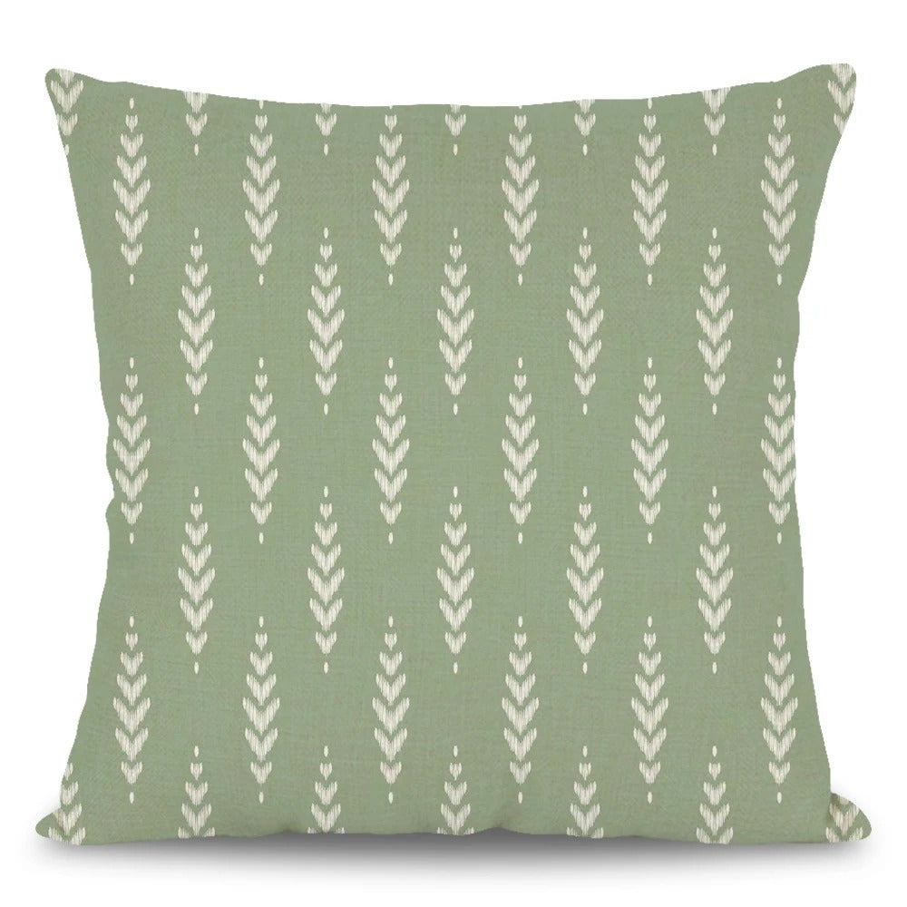 4er-Set Kissenbezüge „Salbei & Shapes“ – Modern Nordic Sofa-Dekoration mit Blumen, Geometrie & „Home Sweet Home“ - in vier Größen