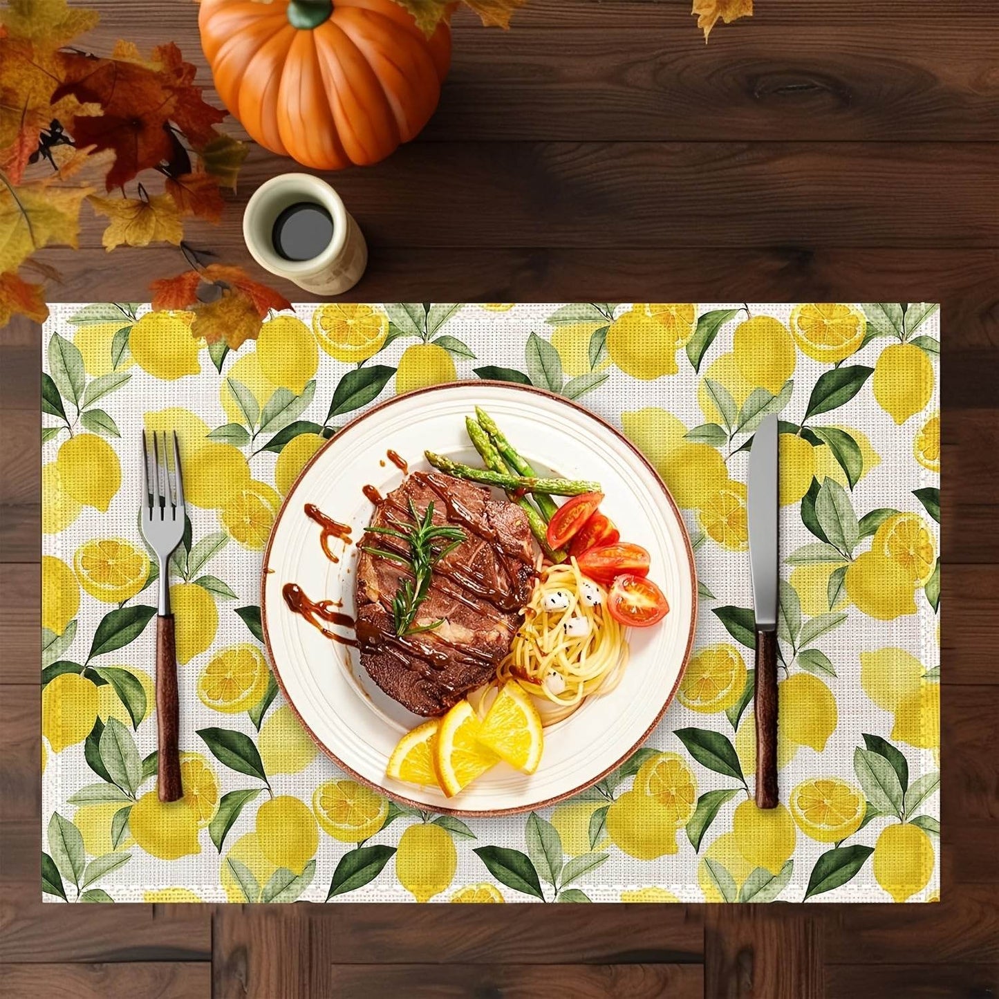 happy-prints.eu - 4-teiliges Zitronen Platzset – waschbare, hitzebeständige Tischsets mit frischem Design - Sommer-Feeling pur