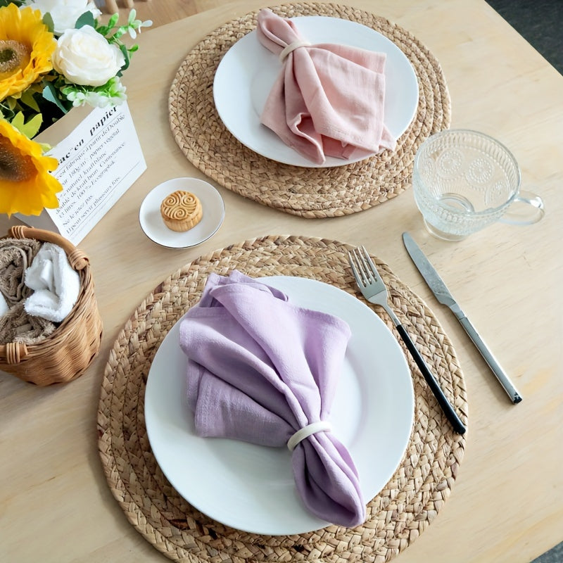 6er-Set Baumwolle-Leinen-Servietten bzw. Tischsets „Pastell Pur“ – Quadratische Stoffe mit 40x40cm in Mintgrün, Beige, Rosa, Grau & Hellbraun, Minimalistisch & Pflegeleicht aus Baumwoll-Leinen