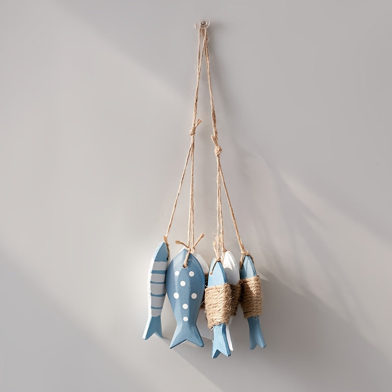 3er-Set süße sommerliche Holzfisch-Deko zum Aufhängen (8,5cm groß) – maritime Fische mit Seil für mediterranes Sommerflair